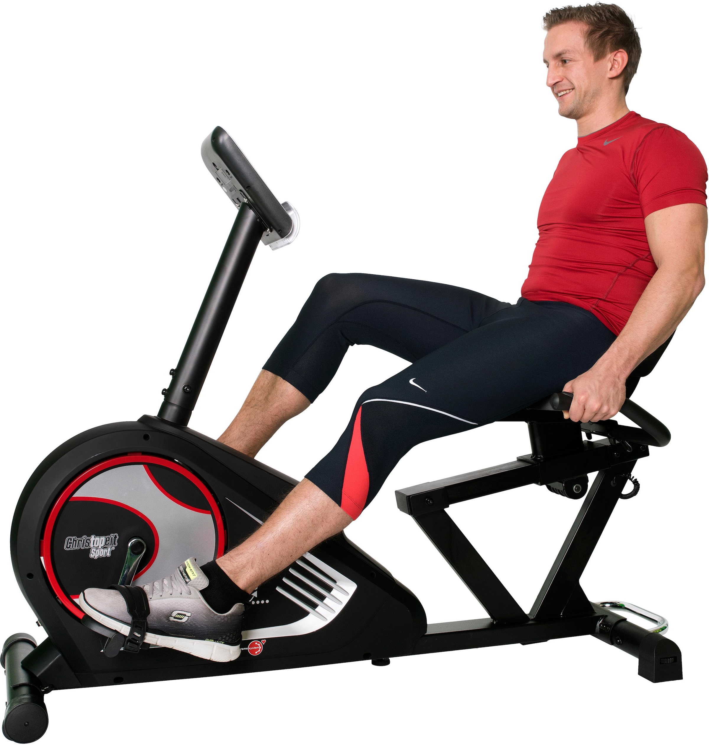 Christopeit Sport® Liege-Ergometer »RS 3«, (mit Tablet-Halterung), Schwungmasse ca. 10 kg, 24 Widerstandsstufen
