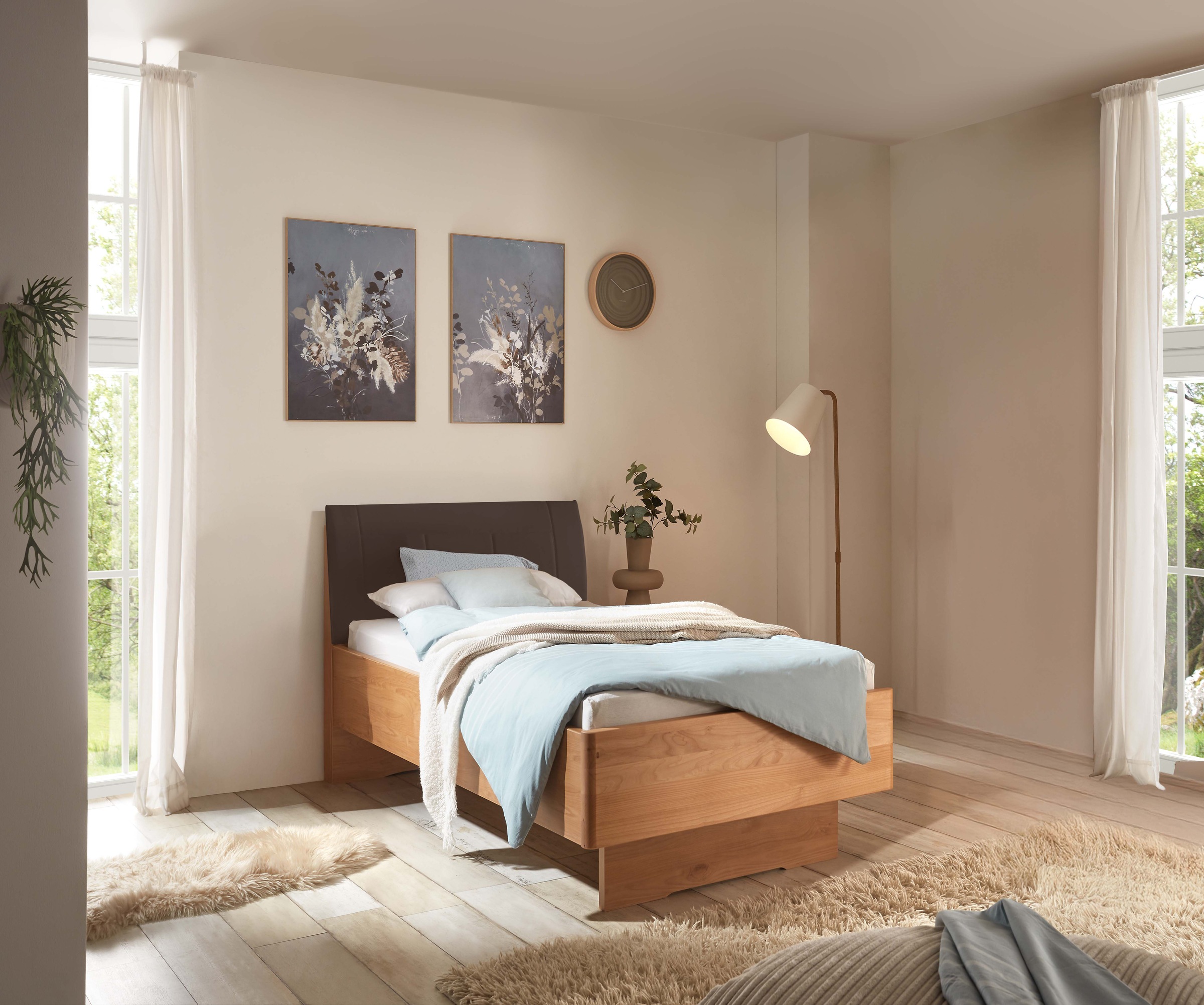 WIEMANN Holzbett »Cardiff, Bettgestell, Bettrahmen, teilmassiv, mit Polster günstig online kaufen