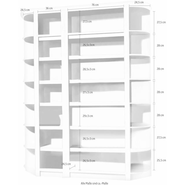 Home affaire Regal »Soeren«, (4-tlg), Höhe 220 cm, Tiefe 29 cm, stilvolles  Design, massiver Kiefer auf Rechnung bestellen