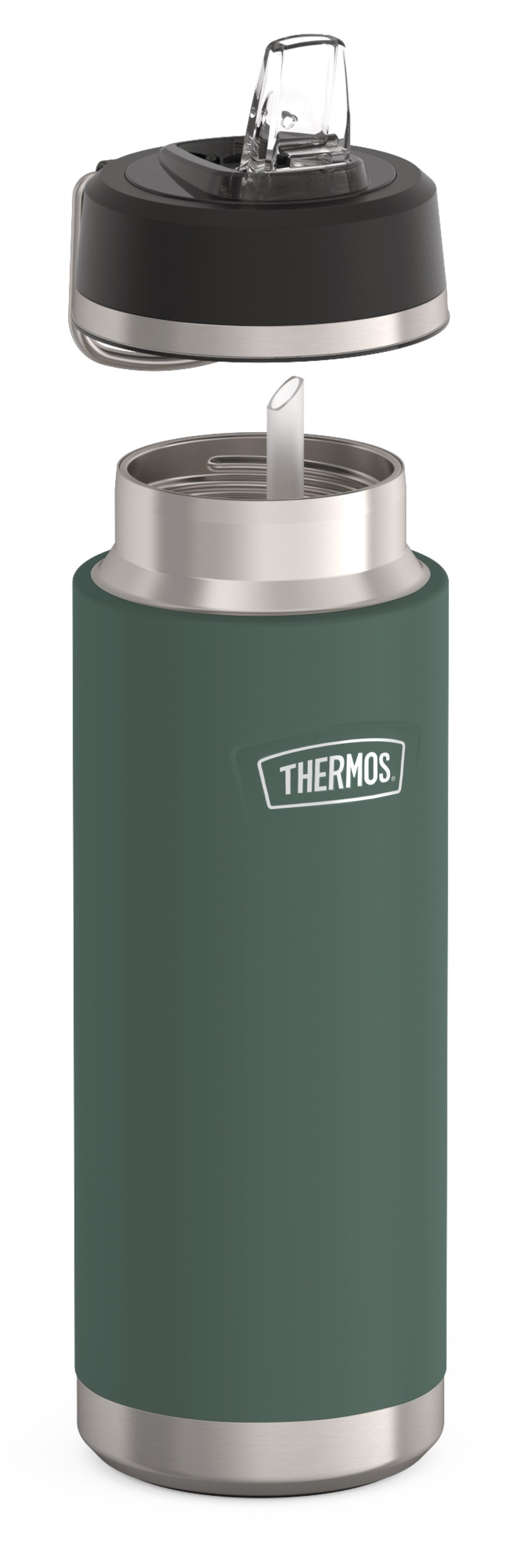 THERMOS Isolierflasche »ICON WATER BOTTLE, Edelstahlkörper, spülmaschinenfest«, (1 tlg.), 0,71l, 12h kalt, schappsicher mit einklappbarem Flip-Strohalm