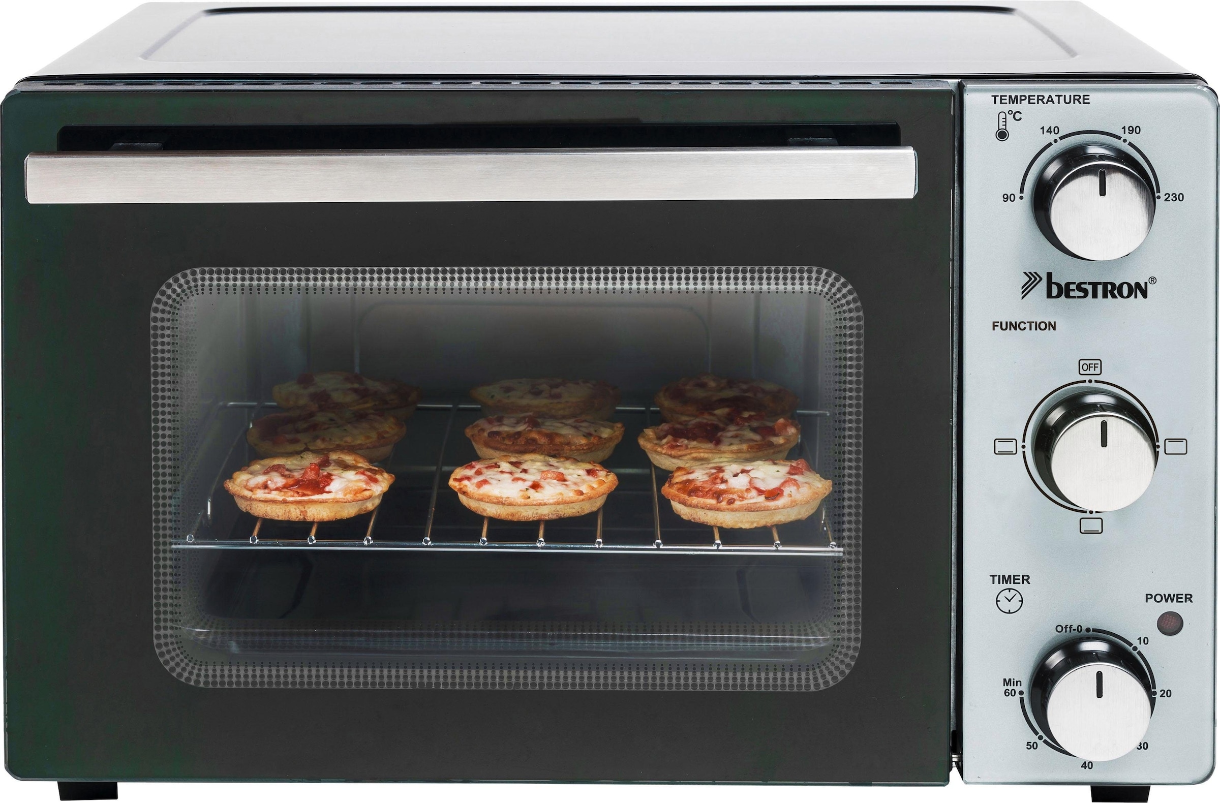 4. Bild von bestron Minibackofen »AOV20 kompaktes Gerät«, 1300 W, Edelstahl, Schwarz