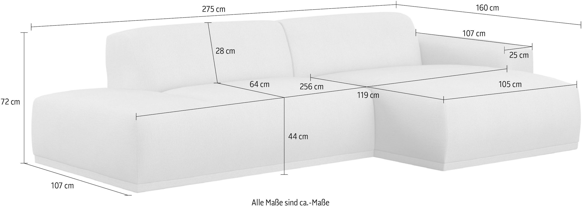 TRENDMANUFAKTUR Ecksofa Braga, aus 2 Teilen, moderner Cord-Stoff