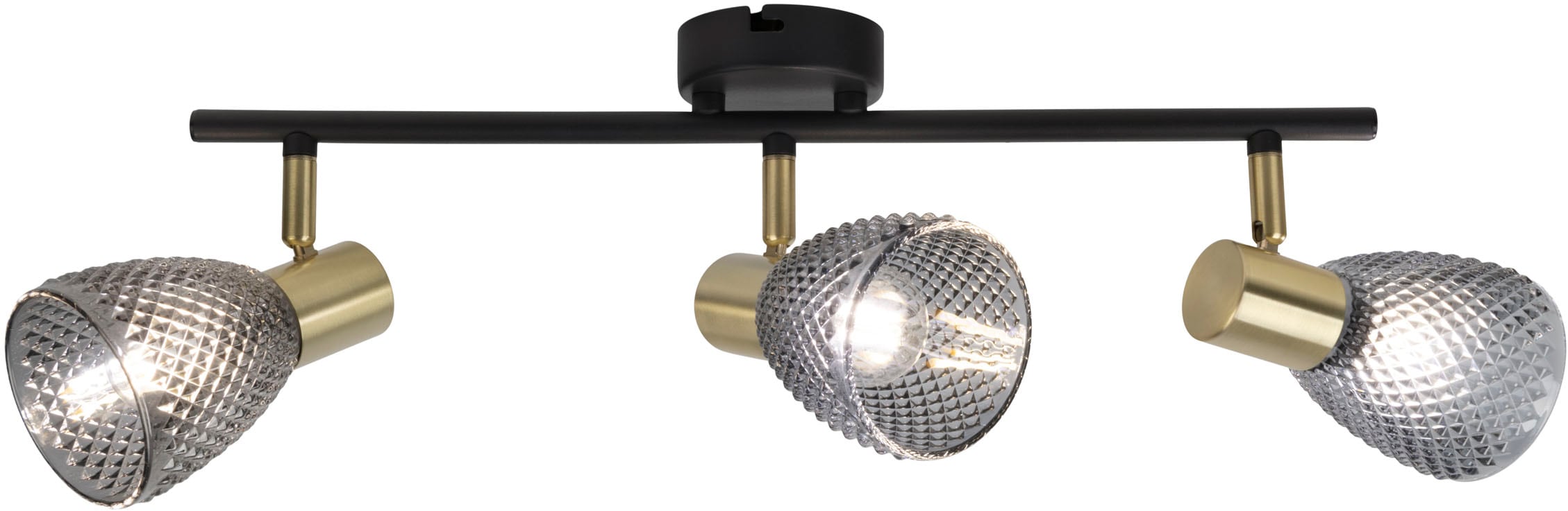 näve Deckenleuchte »Lindita« E14 1 Stk. 3er Spot, Relief-Glasschirm smokey, günstig online kaufen