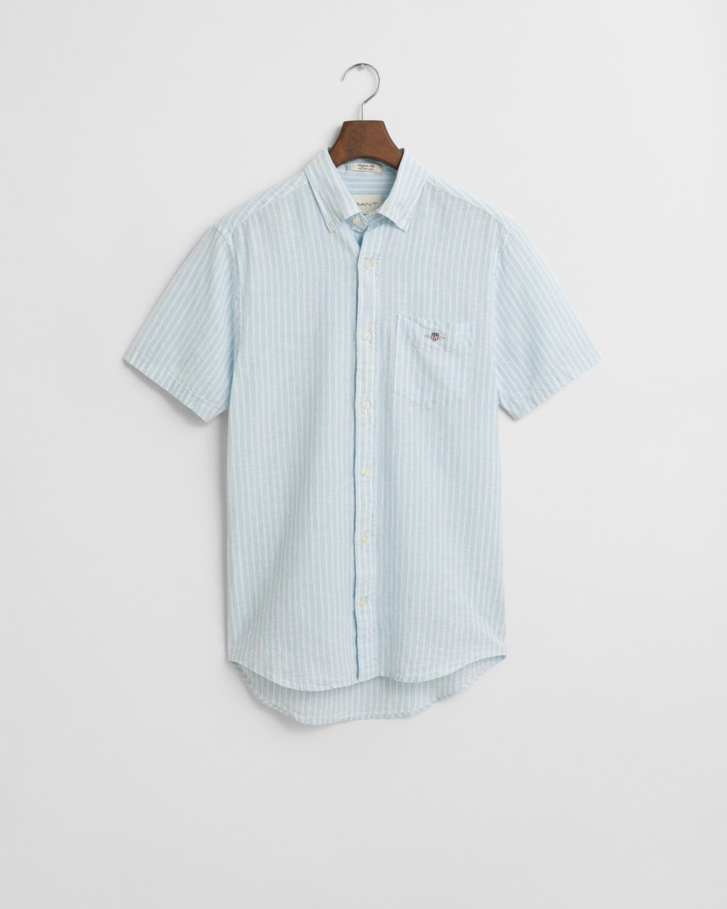 Gant Kurzarmhemd »REG COTTON LINEN STRIPE SS SHIRT«, ist ideal für warme Sommertage