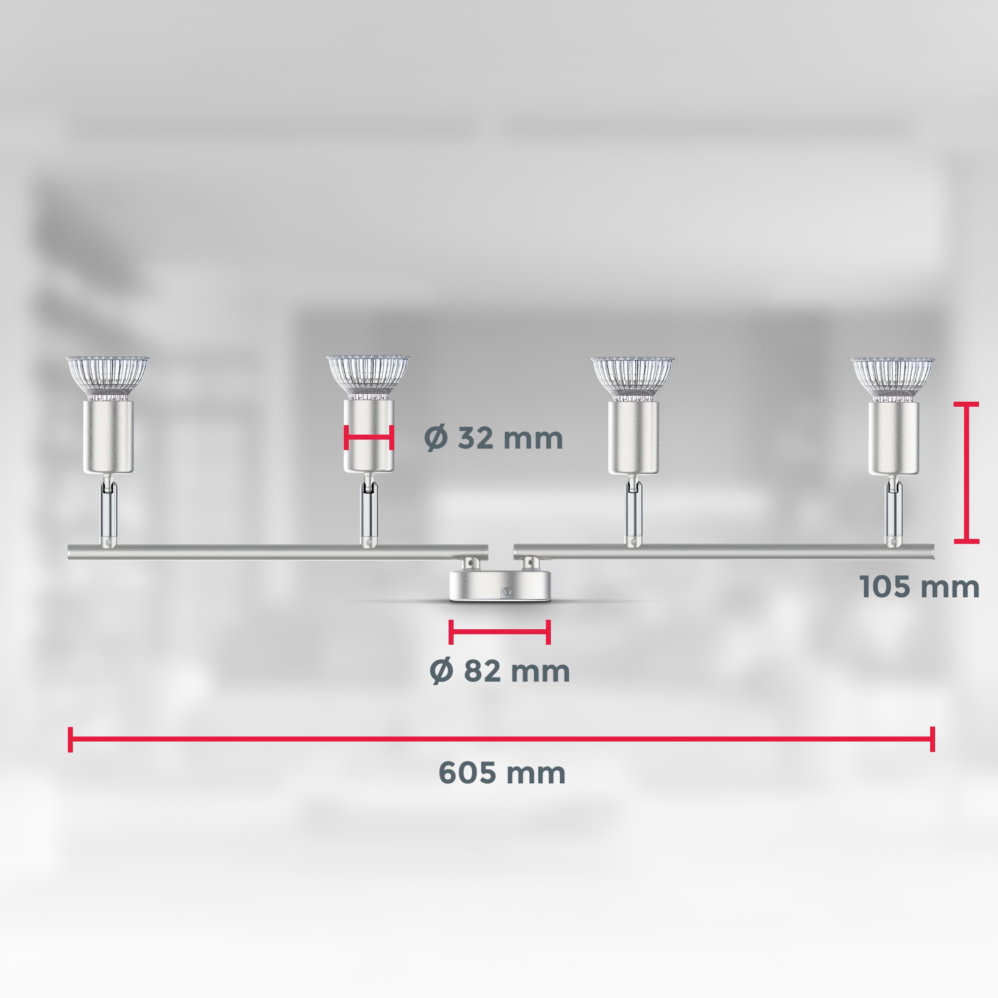 B.K.Licht Deckenleuchte, 4 flammig, Leuchtmittel GU10 | LED wechselbar, 4-flammig, LED Deckenlampe, dreh- schwenkbar, neutralweiß, matt-nickel