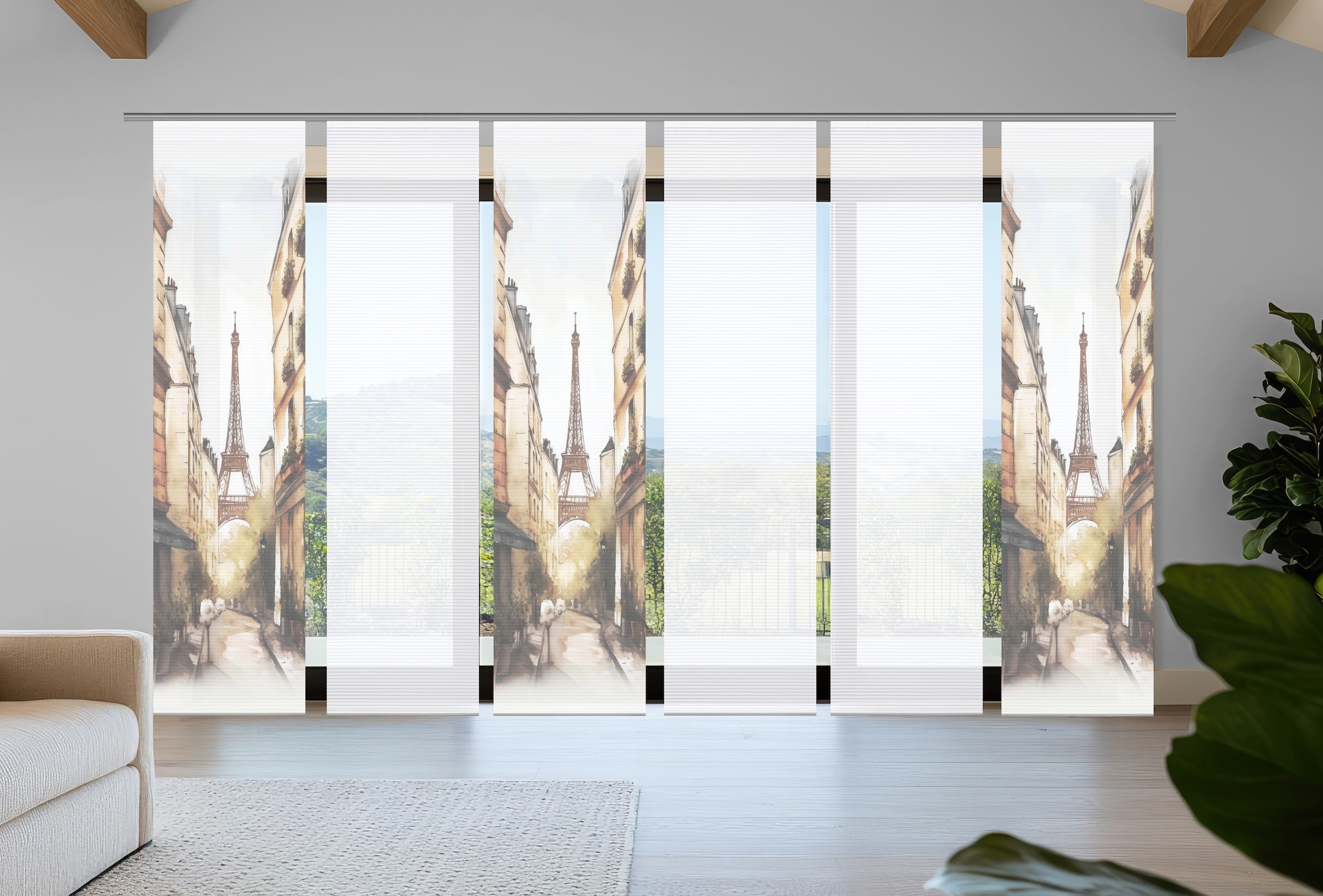 HOME in green Schiebegardine »FRANCQ« Paneelwagen 6 Stk. tlg. Bambusoptik, günstig online kaufen