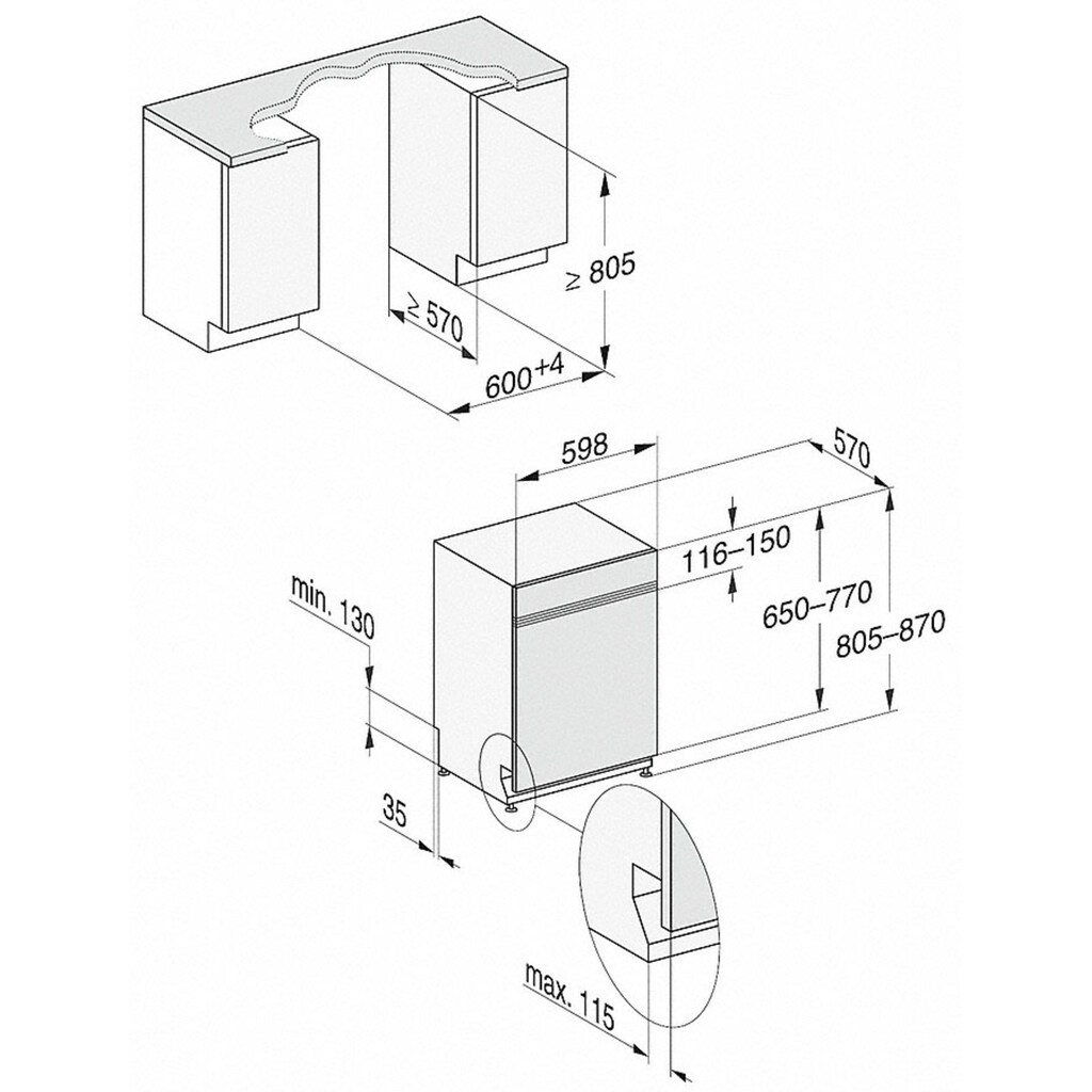 Miele teilintegrierbarer Geschirrspüler »G 5210 i Active Plus«, G 5210 i Active Plus, 13 Maßgedecke