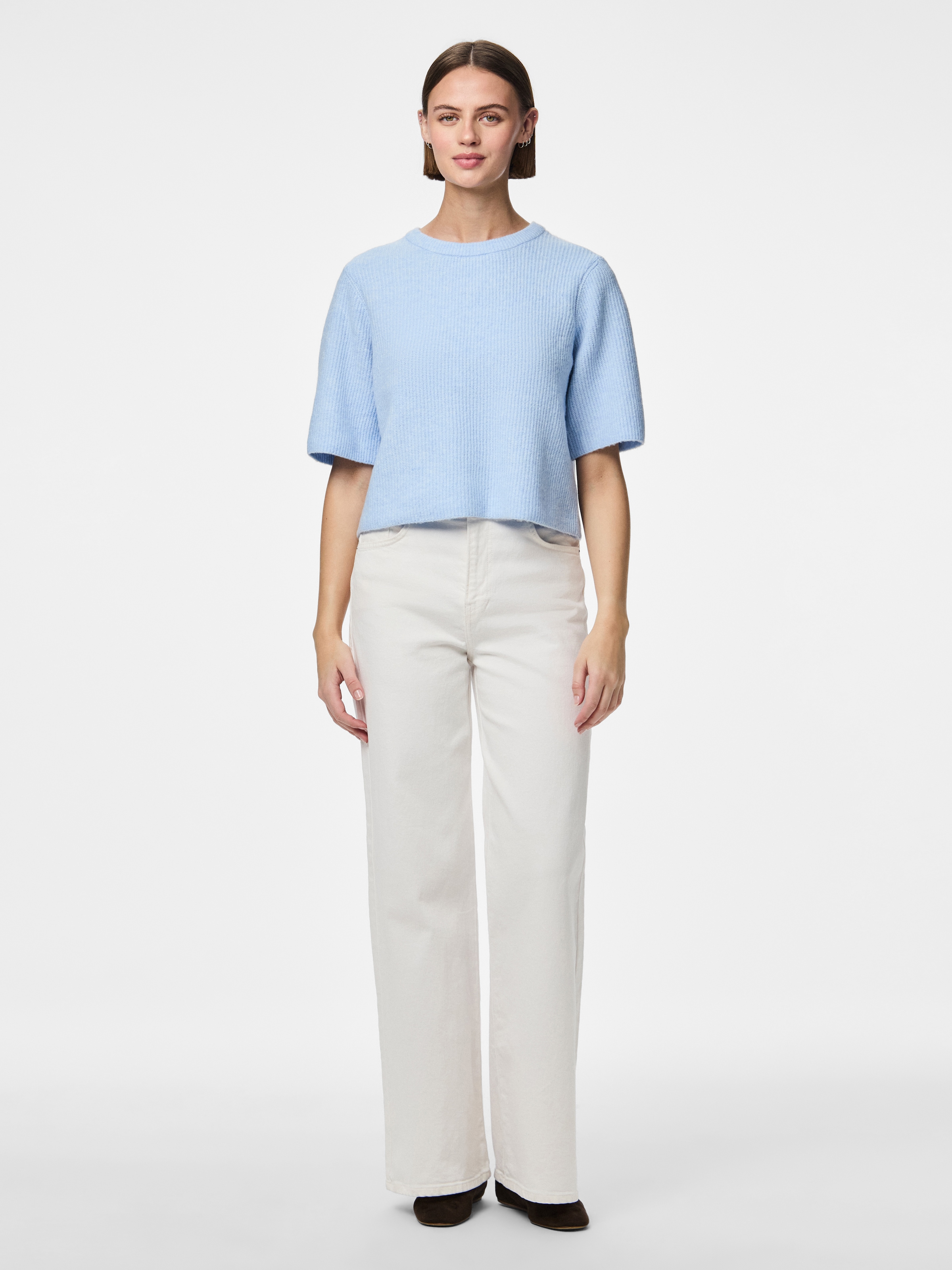 pieces Strickpullover »PCSILLY SS O-NECK KNIT NOOS BC« mit weiten, kurzen Ärmeln