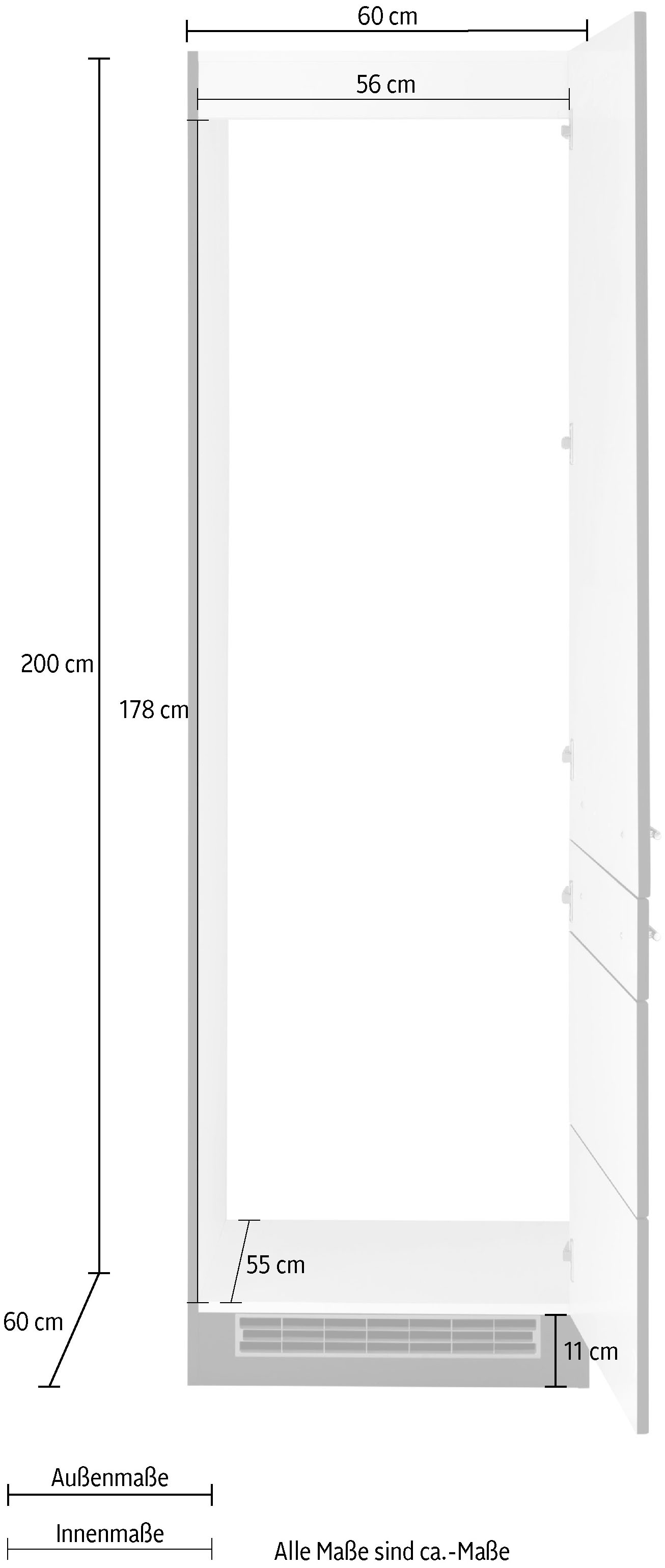 HELD MÖBEL Kühlumbauschrank »Wien«, 60 cm breit, 200 cm hoch, geeignet für  Einbau-Kühlgefrierkombination online kaufen | Backofenumbauschränke