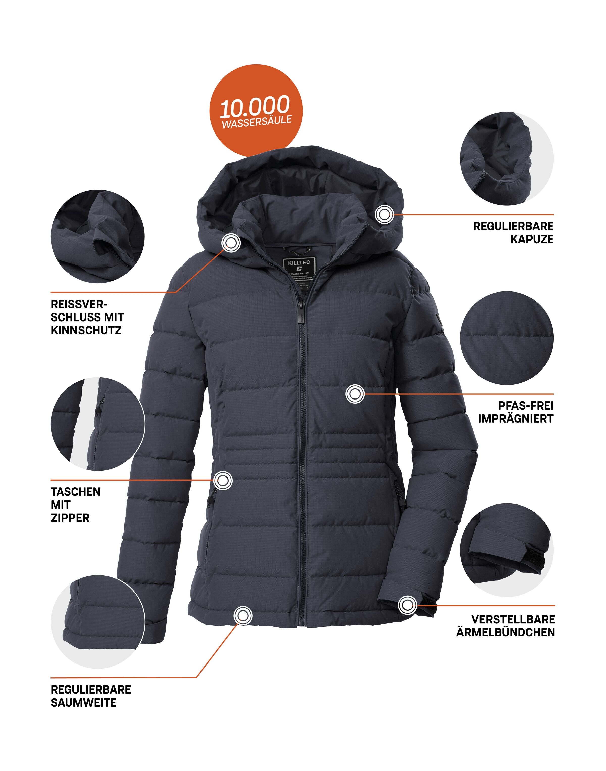 Killtec Steppjacke »KOW 10 WMN QLTD JCKT« Winddichte, wasserabweisende Damen Steppjacke mit verstellbarer Kapuze