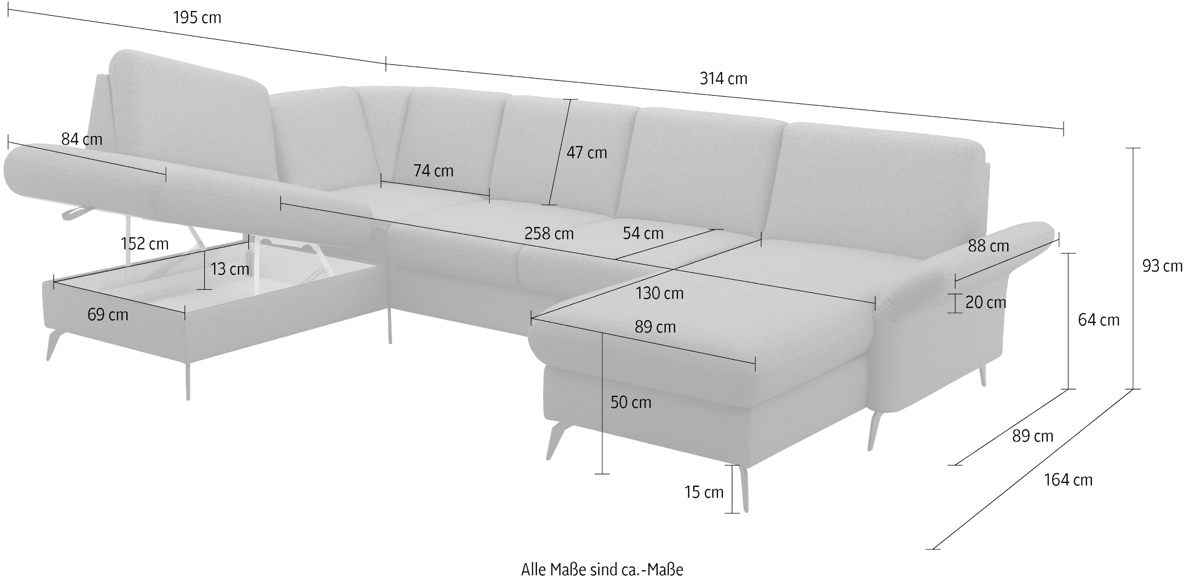 Home affaire Wohnlandschaft »Rochelle«, optional: Armteilverstellung, klappbar, Bettkasen