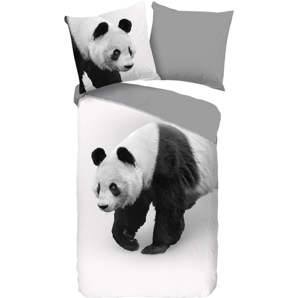 PURE luxury collection Wendebettwäsche »Panda«, (2 tlg.), mit Pandabären