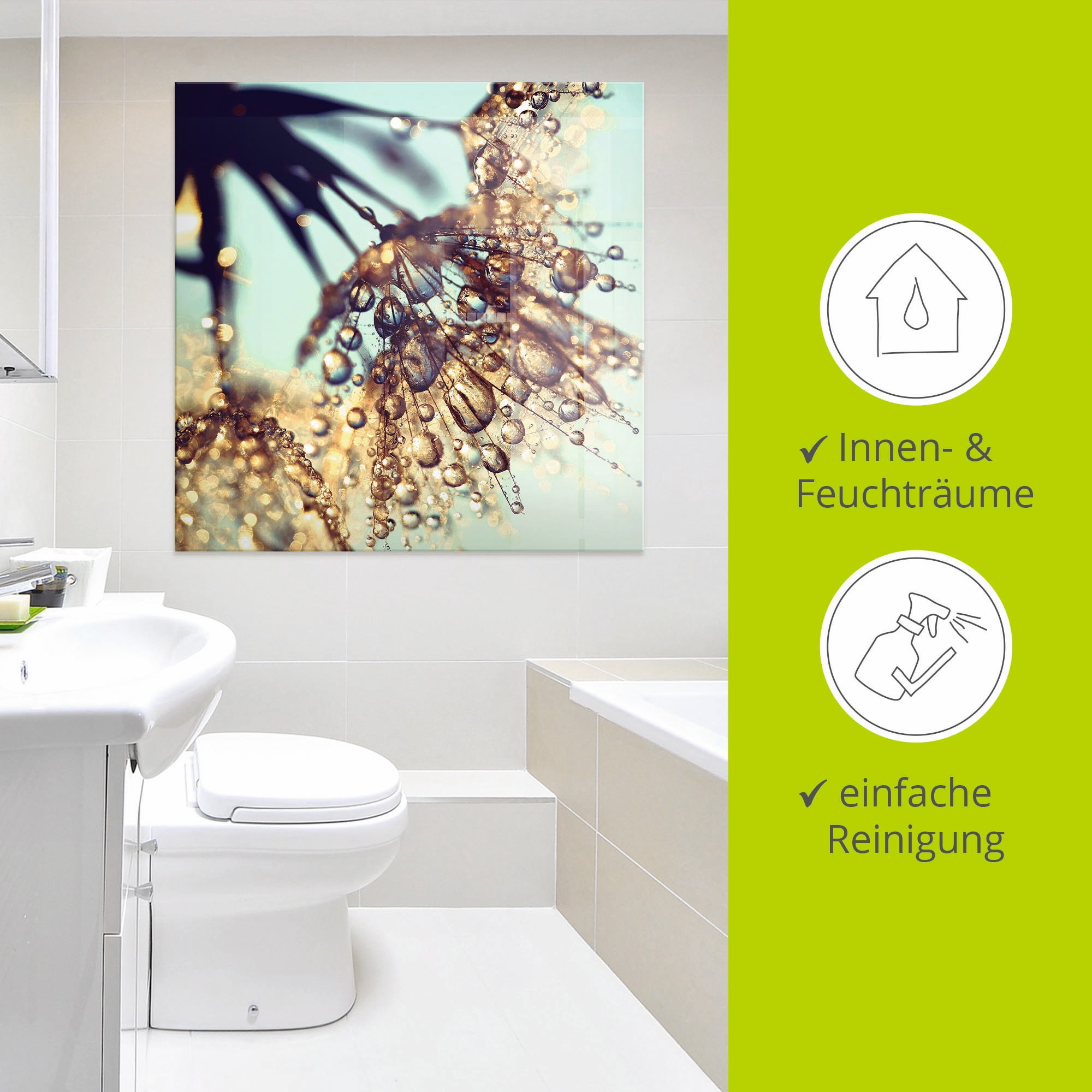 Artland Glasbild »Pusteblume Goldener Regen«, Blumen, (1 St.), in verschiedenen Größen