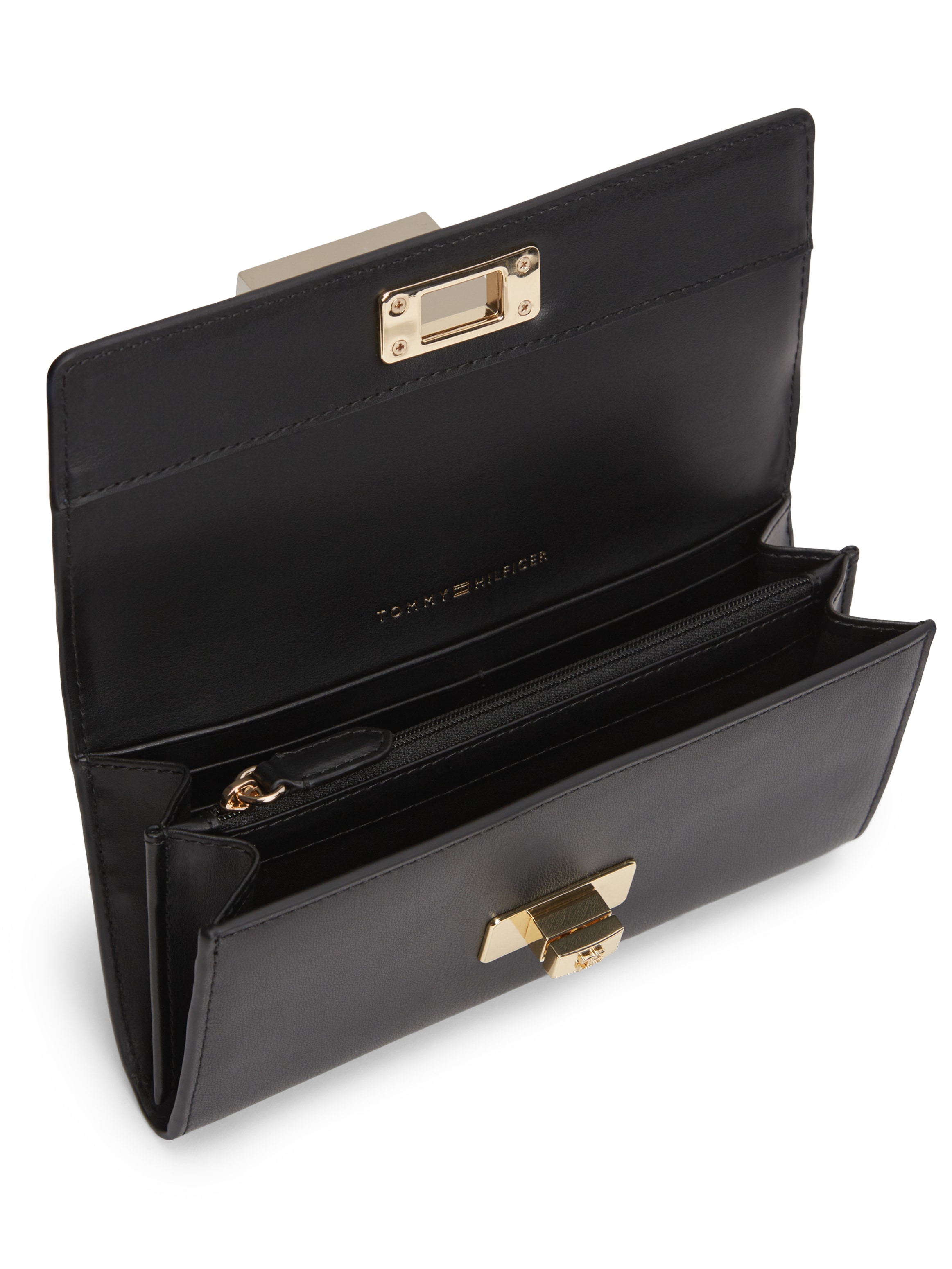 Tommy Hilfiger Geldbörse »TH MODERN LARGE FLAP WALLET« Damen Portemonnaie, Geldbeute mit goldfarbenen Accessoires