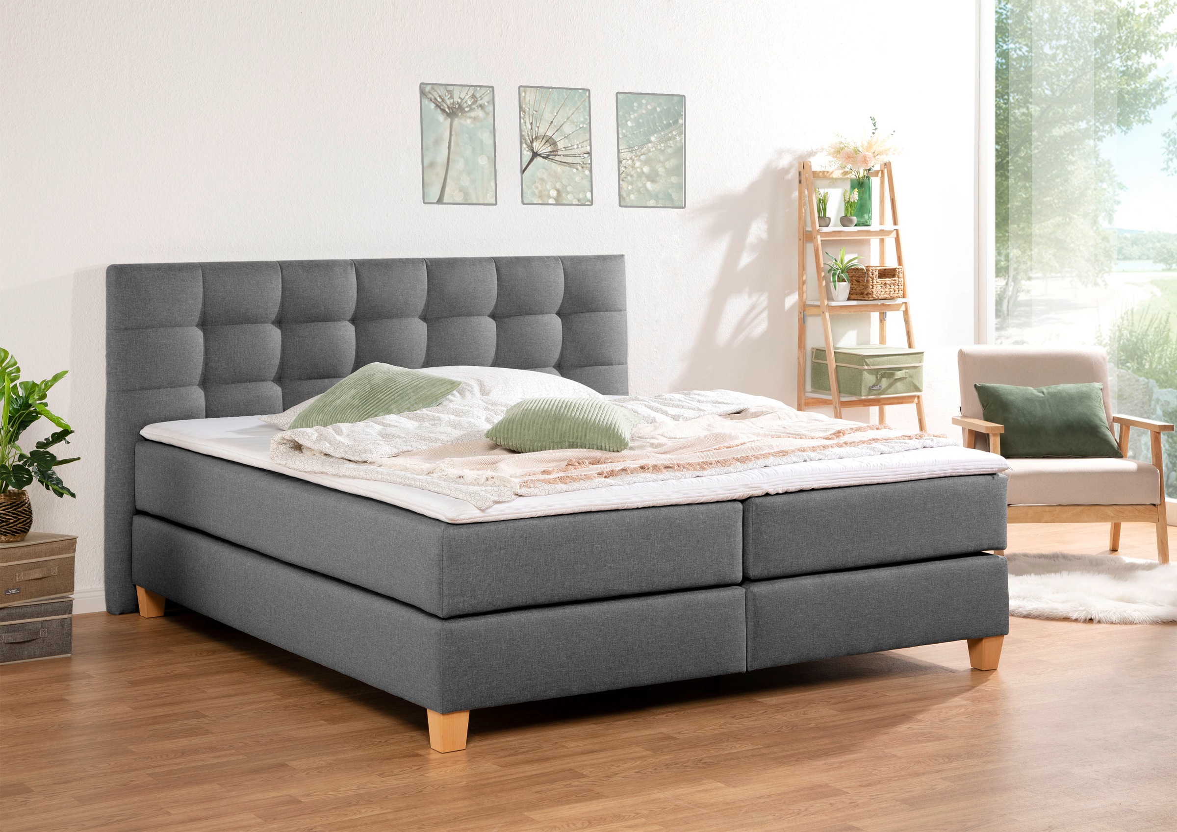 Home affaire Boxspringbett "Moulay", inkl. Topper, in Überlänge 220 cm, 3 H günstig online kaufen