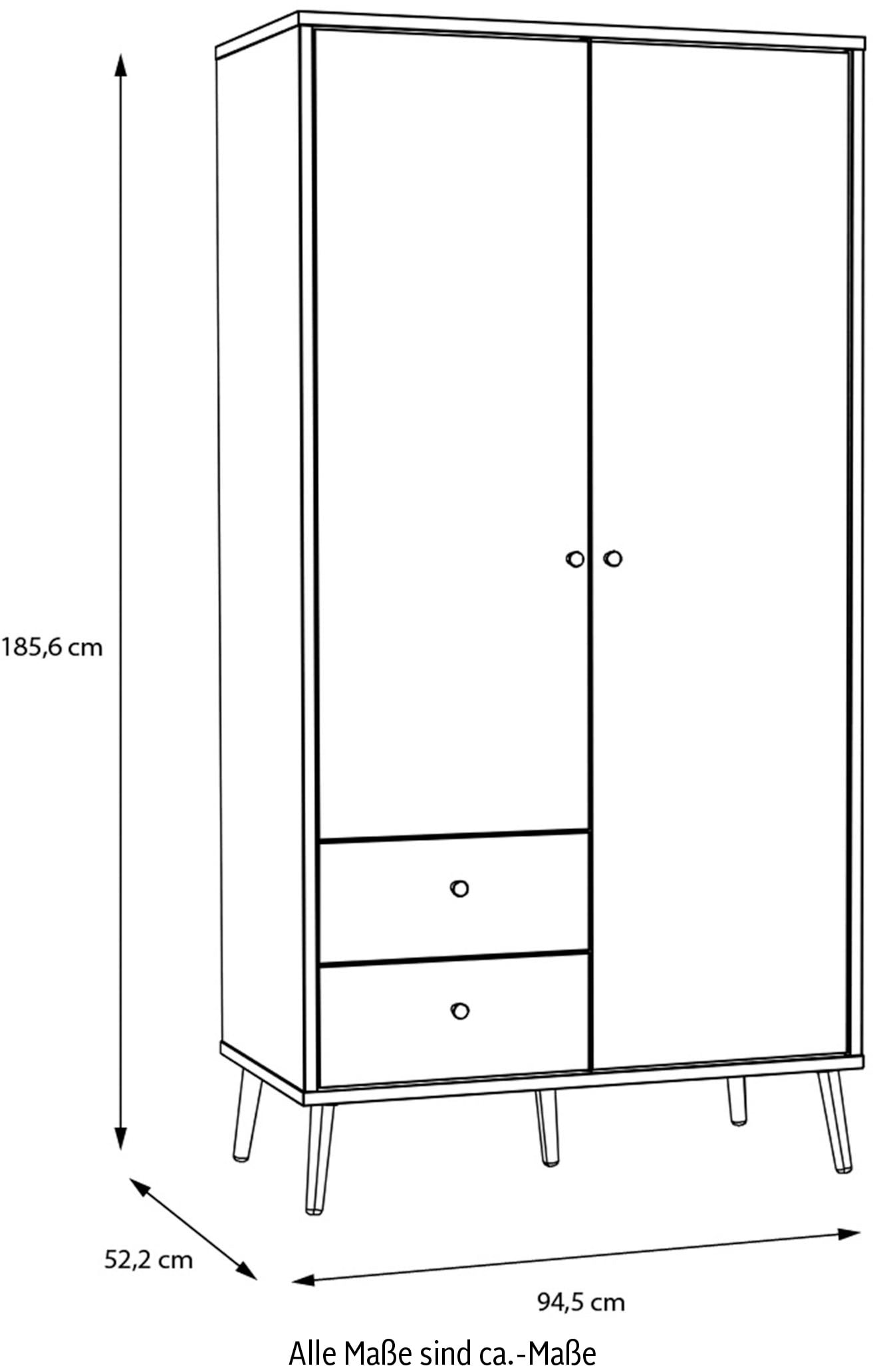 FORTE Kleiderschrank, (B/H/T ca. 94,5x185,6x52,2 cm), Salbei, Drehtürenschrank, Stauraum