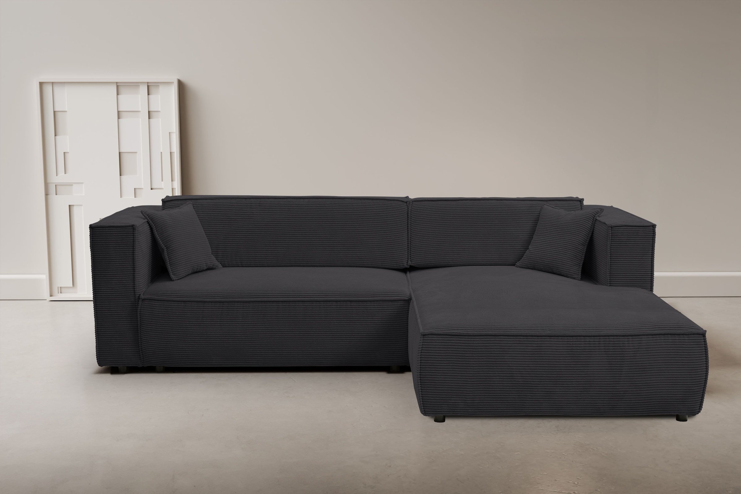 WERK2 Ecksofa »Atlanta-New 295 x 182 cm mit Bett & Bettkasten, Cord, zeitlos« Cord, L-Form, XXL, Schlaffunktion, Bettkasten