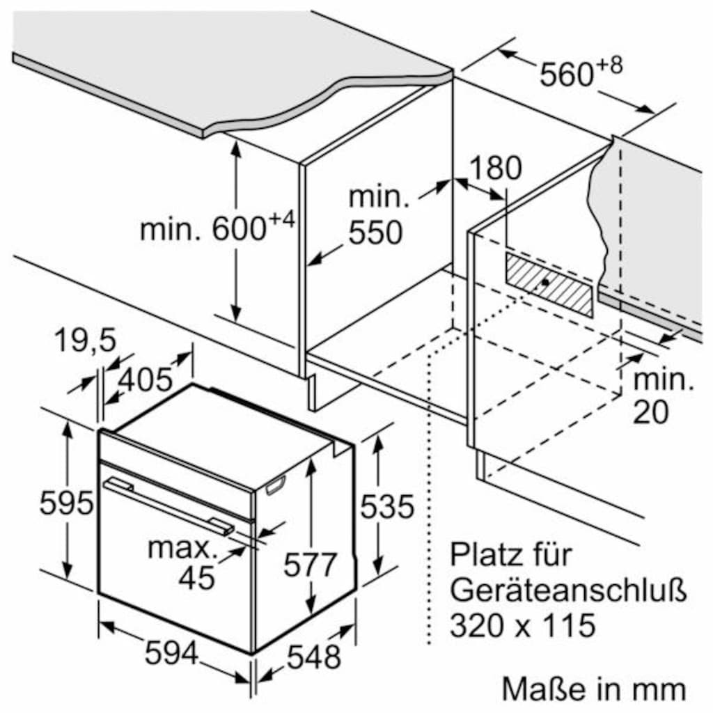 SIEMENS Pyrolyse Backofen »HB674GBS1A+«, HB674GBS1A+, mit Teleskopauszug nachrüstbar, Pyrolyse-Selbstreinigung