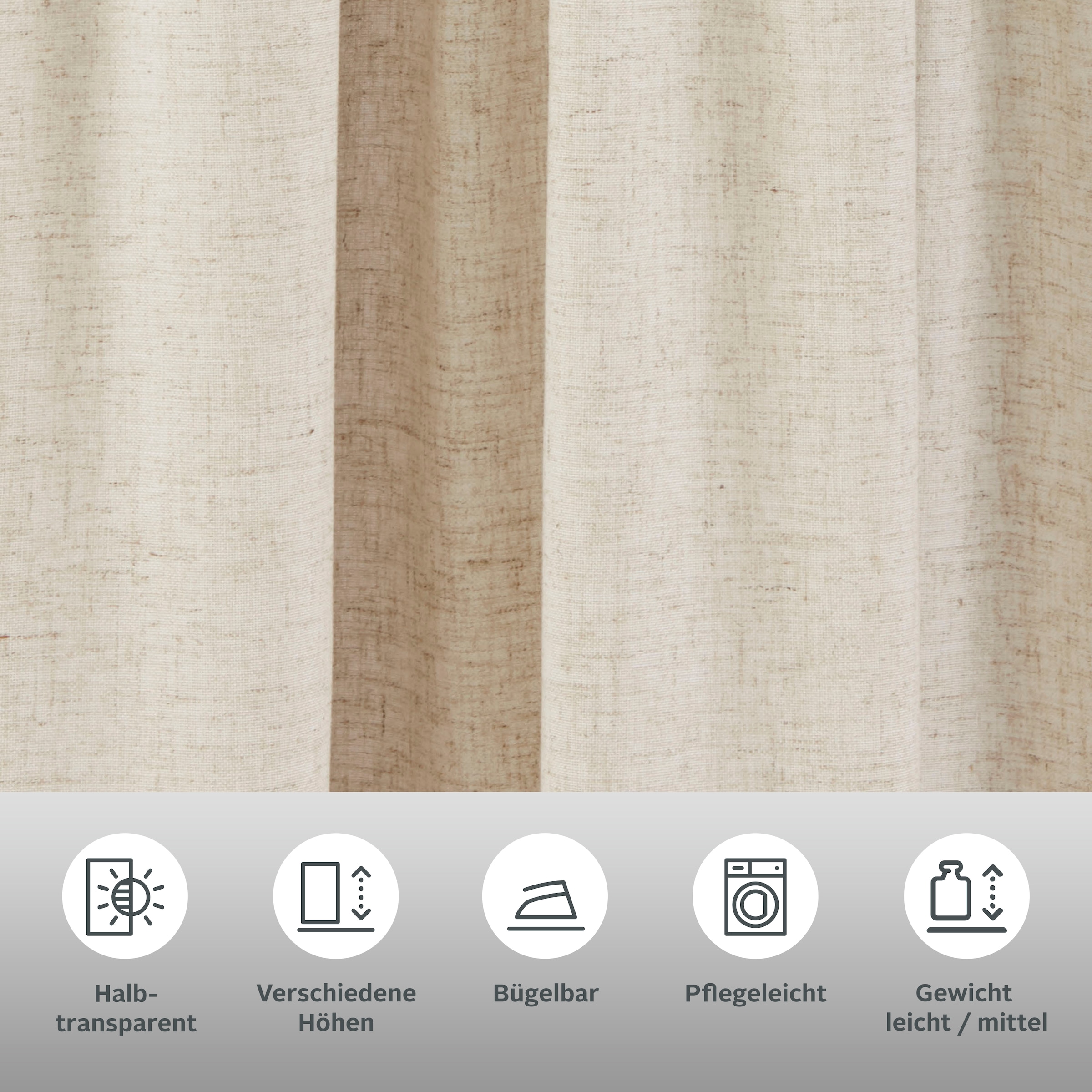 my home Gardine »Rudy«, (1 St.), Halbtransparent, Leinenlook, Polyester, Längsstreifen