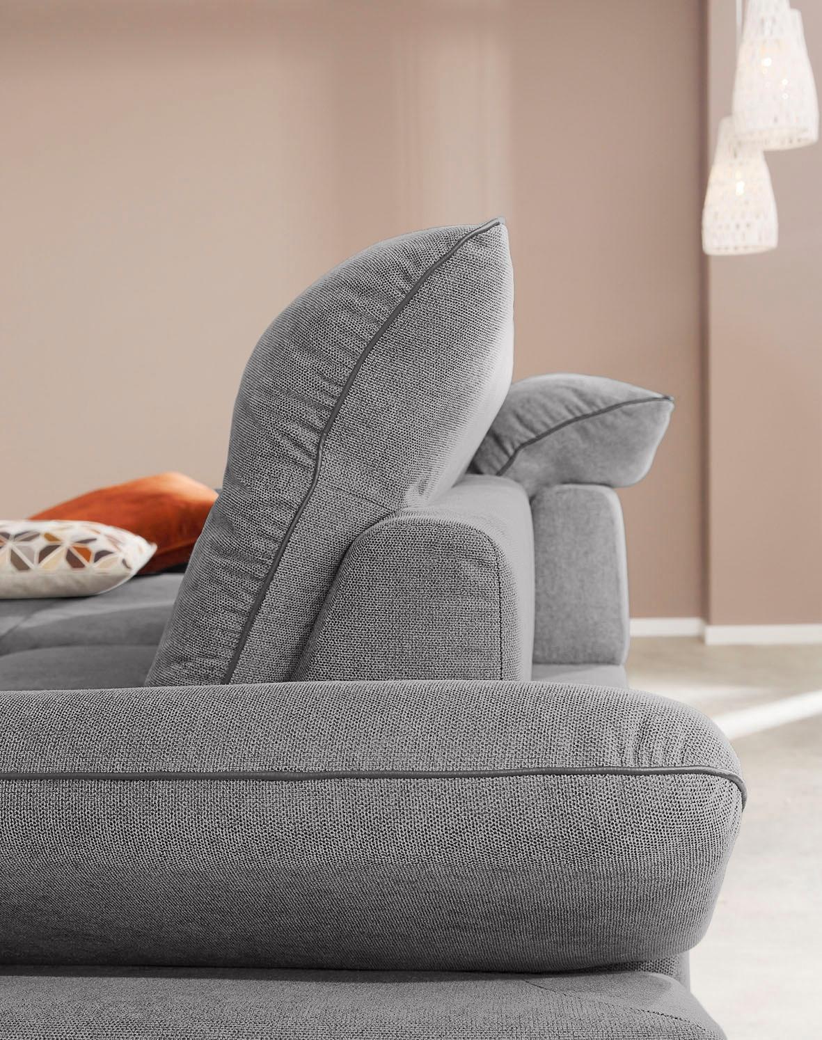 W.SCHILLIG Ecksofa »enjoy&MORE, mit tollem Sitzkomfort, elegant und bequem, L-Form«, mit Sitztiefenverstellung, Füße silber matt, Breite 294 cm