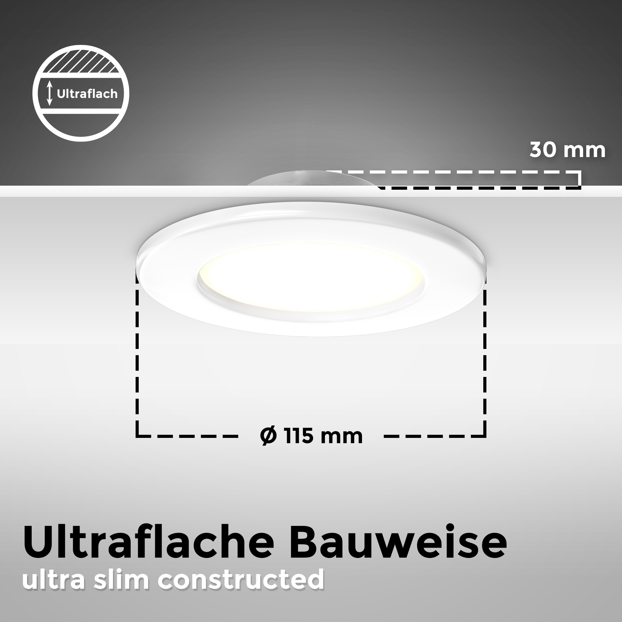 B.K.Licht LED Einbauleuchten-Set, ultraflaches 3er-Set, inkl. LED-Modul, Kunststoff, Weiß, 6 Watt, 450 Lumen, 3.000 Kelvin, nicht dimmbar,