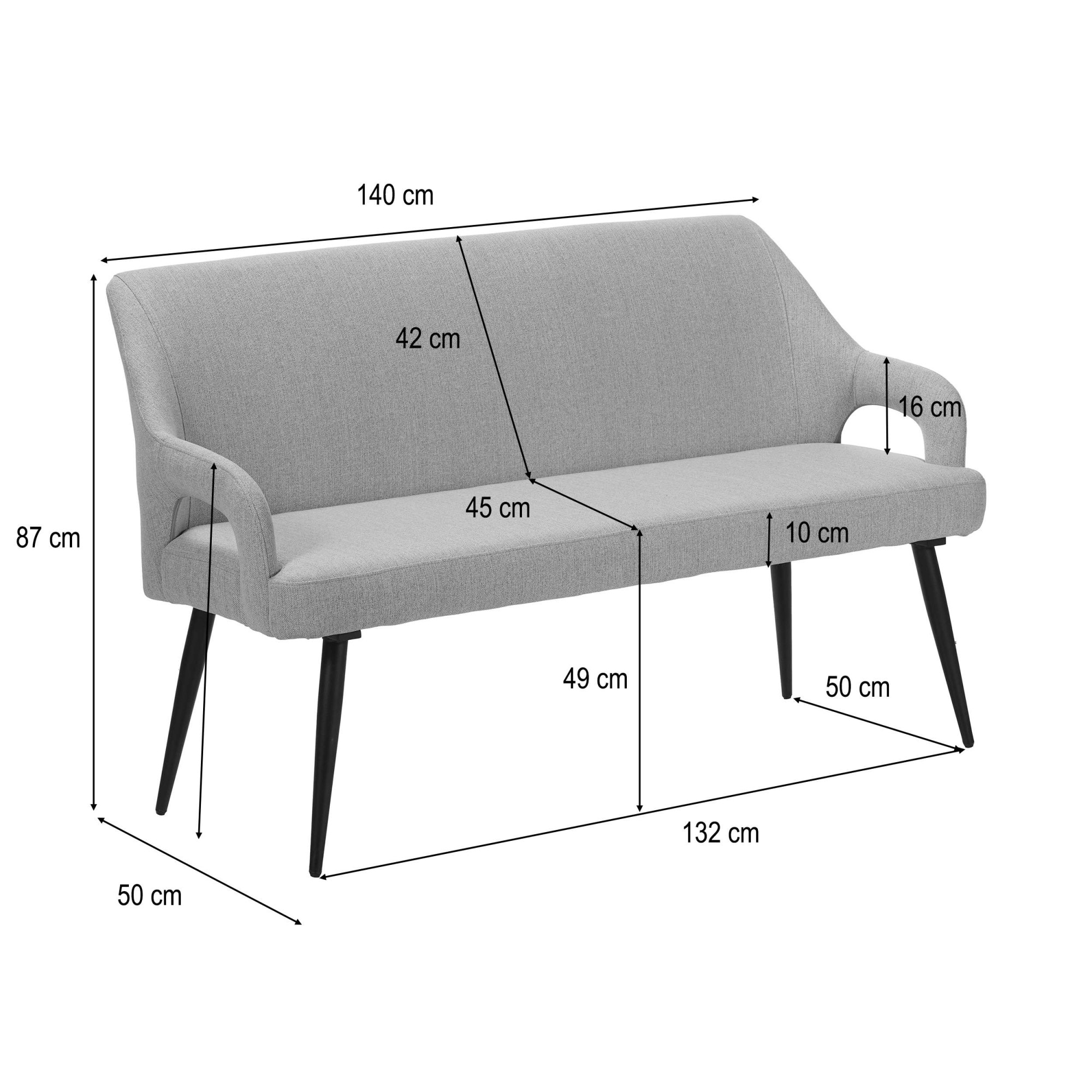OTTO home Essbank »Darragh« schwarze Metallbeine, pflegeleichter Webstoff Bezug, Breite 140 cm