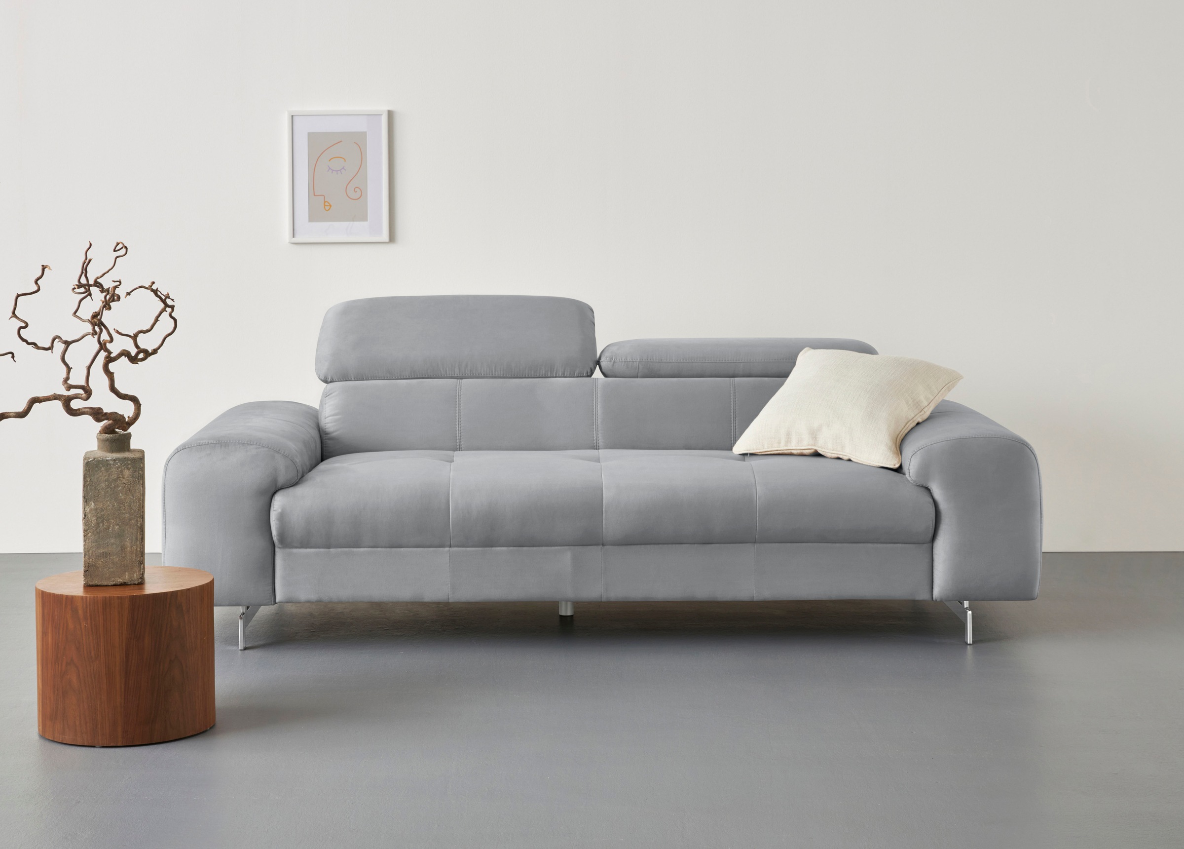 COTTA 3-Sitzer "Chef" Big-Sofa mit Kopfteilverstellung, edle Metallkufen günstig online kaufen