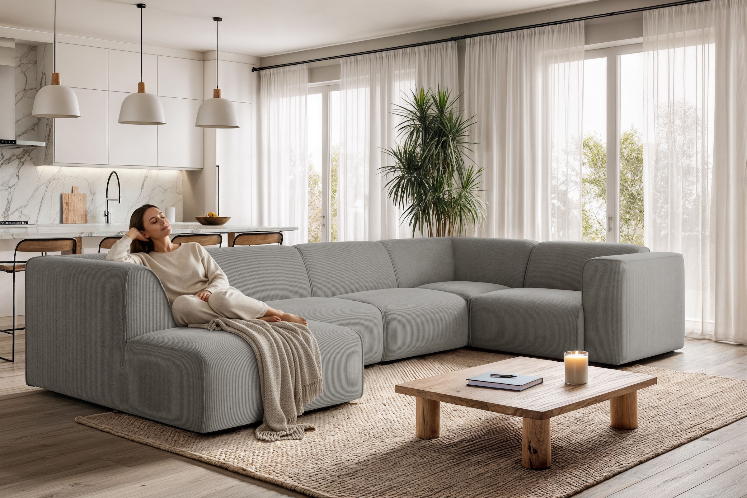 OTTO home Wohnlandschaft »Merid U-Form, B: 367 cm« jederzeit durch Module e günstig online kaufen