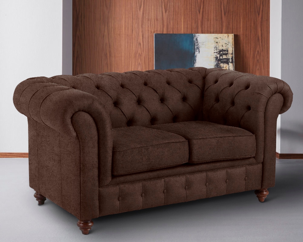 Home affaire Chesterfield-Sofa »Chesterfield 2-Sitzer B/T/H: 150/89/74 cm«, mit hochwertiger Knopfheftung, auch in Leder