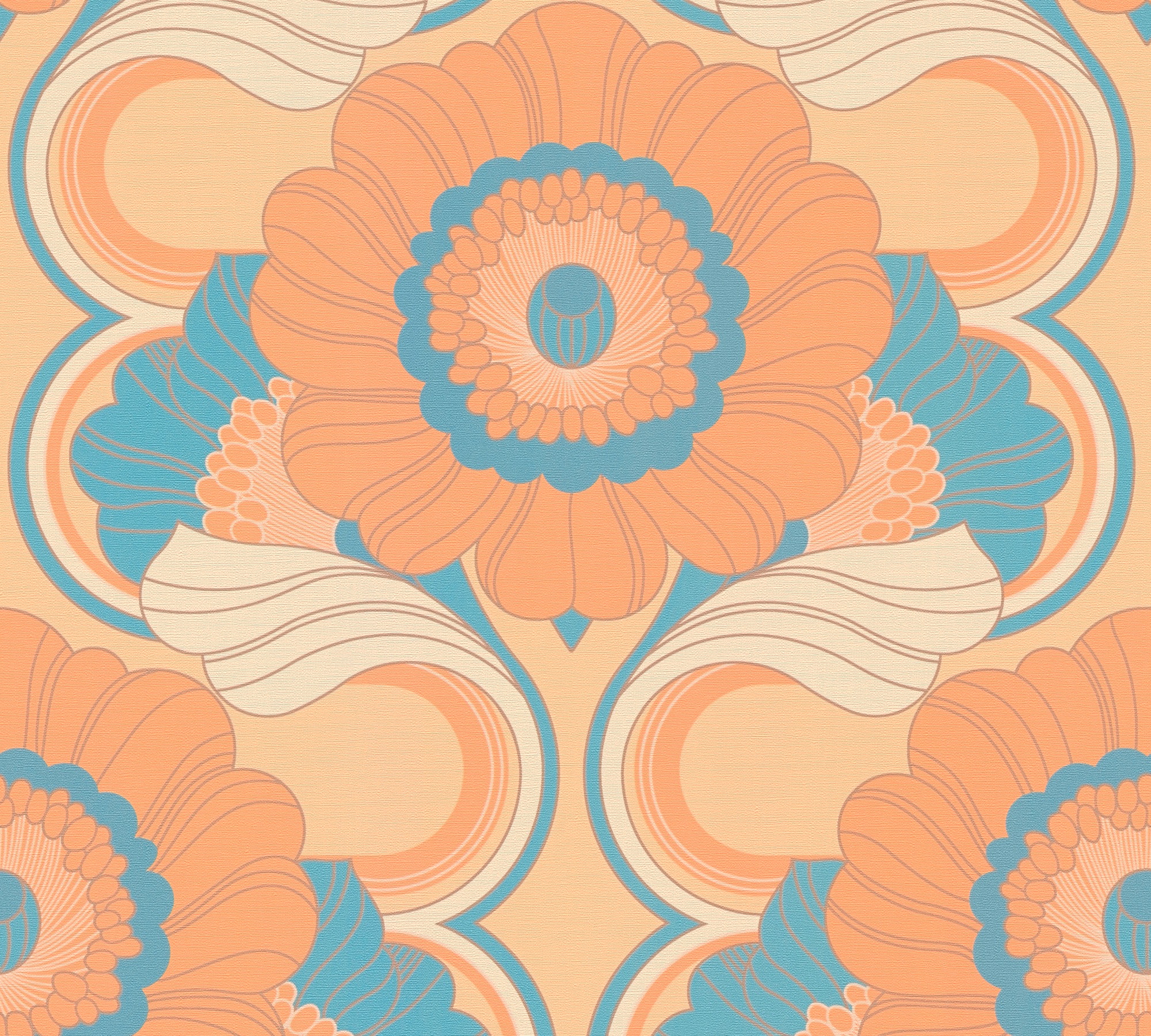 A.S. Création Vliestapete »Retro Chic Blumen-Tapete Mustertapete Vintage Blumen«, matt, Vliestapete Blattmuster für Schlafzimmer Küche Wohnzimmer Blumen Flur