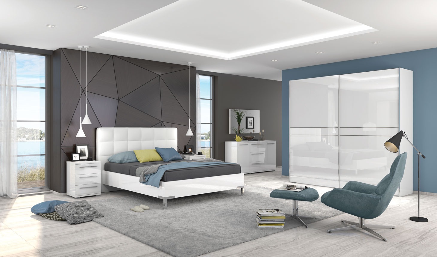 Places of Style Nachtkommode »Piano, Nachttisch aus FSC-zertifiziertem Holzwerkstoff, Made in Europe«, (45/40/43 oder 61cm (B/T/H), ideal passend zum Boxspringbett), UV lackiert, hochglänzend, Soft-Close Funktion, 2 oder 3 Schubladen