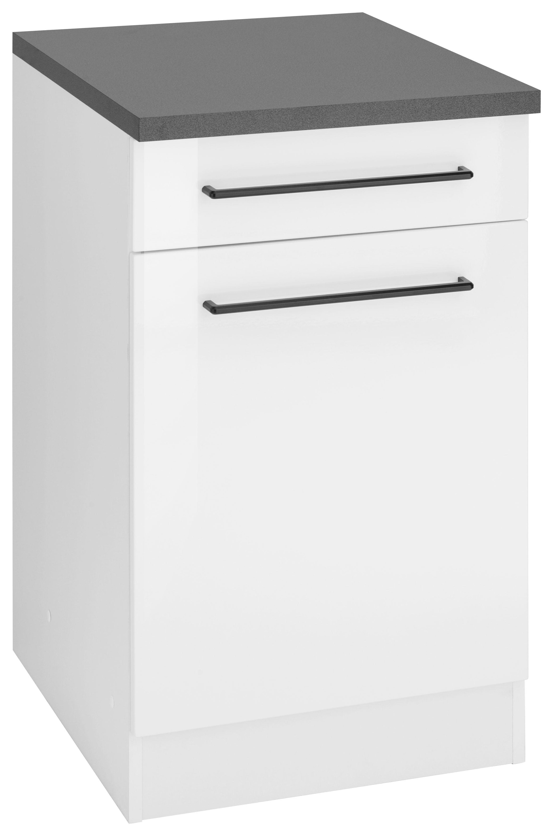 KOCHSTATION Unterschrank "KS-Tulsa" 50 cm breit, 1 Tür, 1 Schubkasten, schw günstig online kaufen