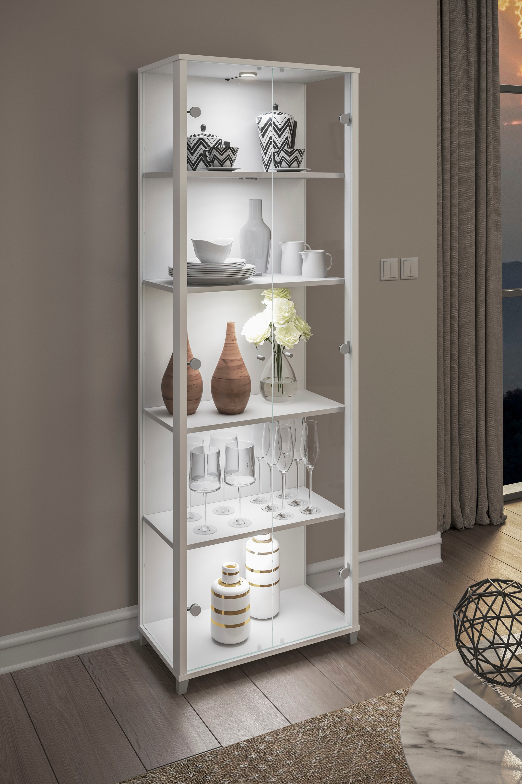 fif möbel Vitrine »OPTIMA«, Standvitrine, Vitrinenschrank, Glasvitrine, Sammlervitrine