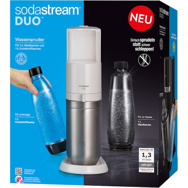 SodaStream Wassersprudler »DUO«, (Set, 4 tlg.), mit CO2-Zylinder, 1x 1L  Glasflasche und 1x 1L spülmaschinenfeste Kunststoff-Flasche online  bestellen