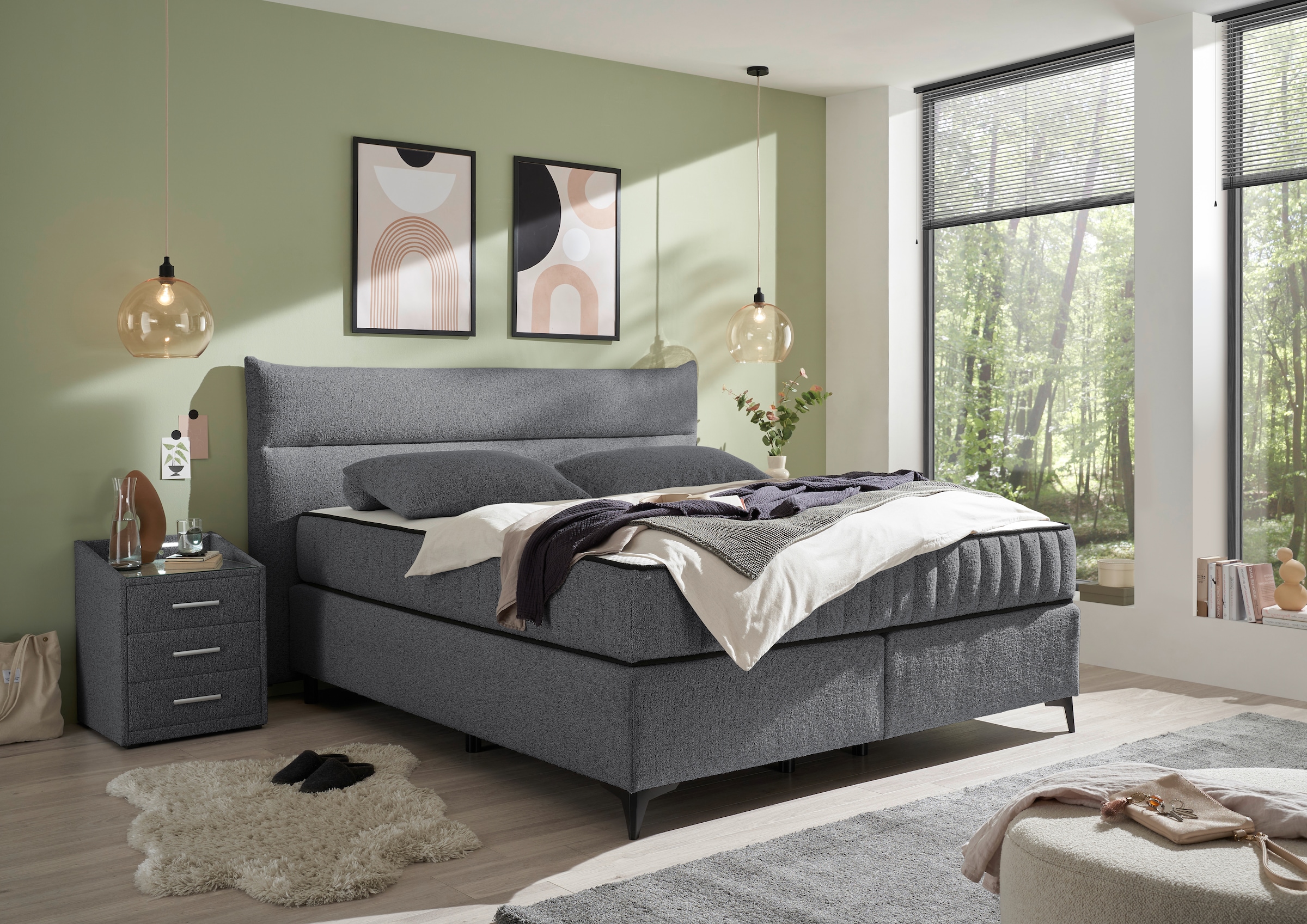 ED EXCITING DESIGN Boxspringbett »Vlieland«, Premium 9-Zonen-Tonnentaschenf günstig online kaufen