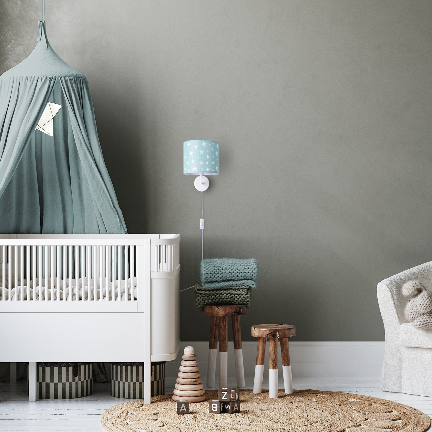 Paco Home Wandleuchte »Capri 315«, 1 flammig, Leuchtmittel E14 | ohne Leuchtmittel, Lampe Kinderzimmer Babyzimmer  âˆ…18cm Sterne Kabellänge 3m E14
