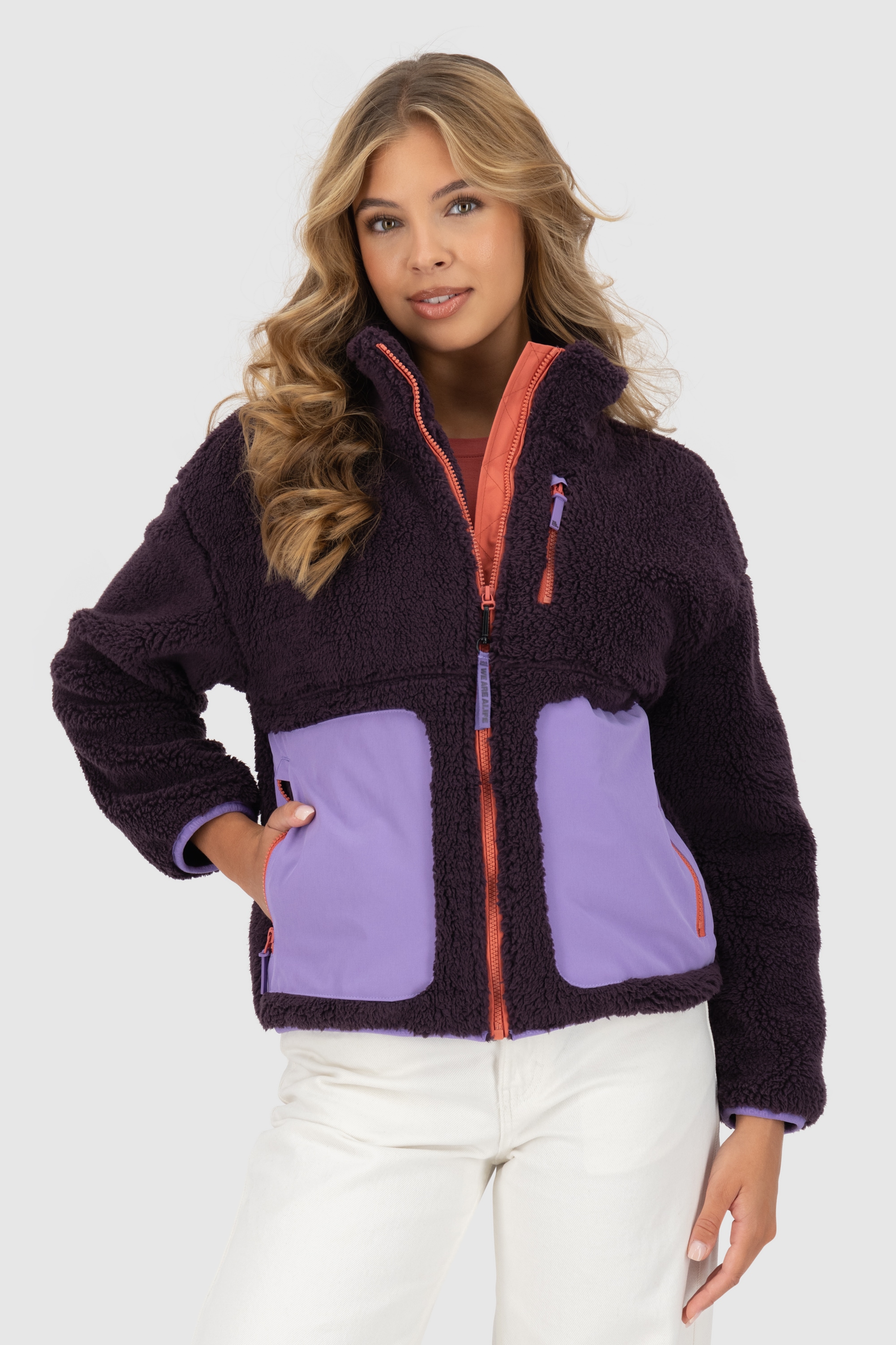 Alife & Kickin Winterjacke »Damen AnoukAK G«, ohne Kapuze, Stylische Teddy Plüschjacke mit hohem Kragen und Fleece-Innenfutter