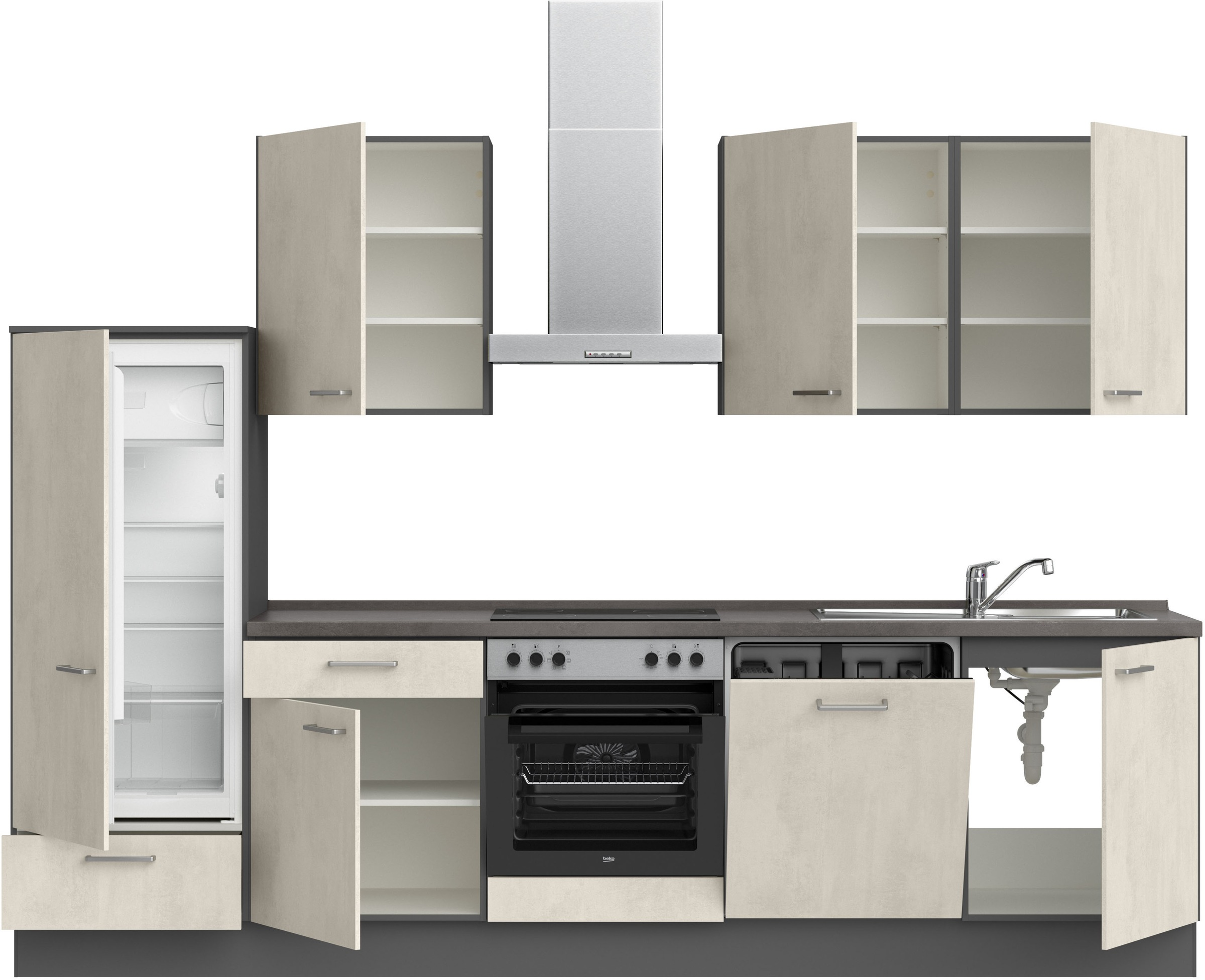 nobilia® Küchenzeile »"Riva I"«, vormontiert, Ausrichtung wählbar, Breite 300 cm, wahlw. mit E-Geräten