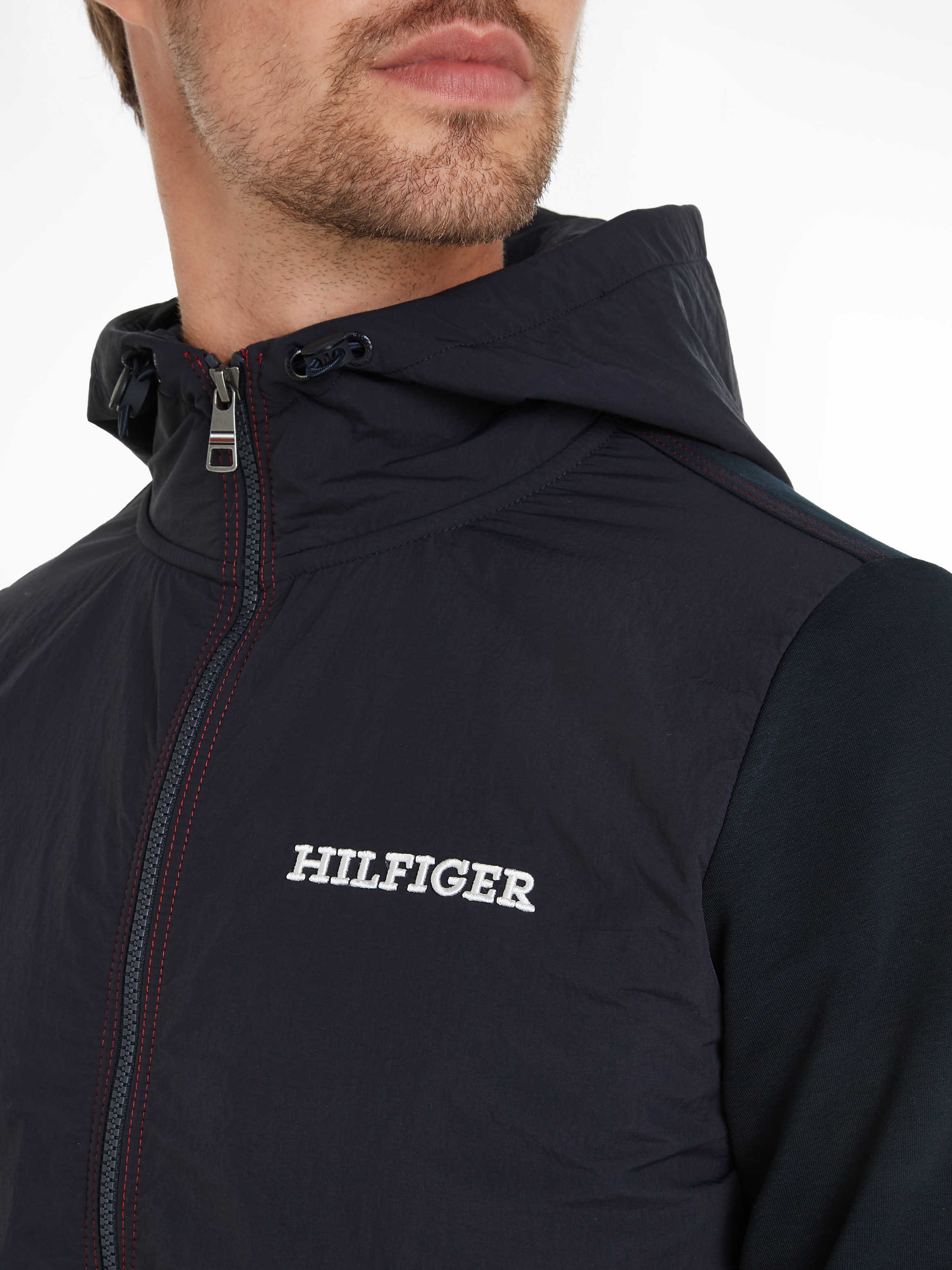 Tommy Hilfiger Sweatjacke »MONOTYPE MIX MEDIA HDD ZIP THRU«, mit Kapuze