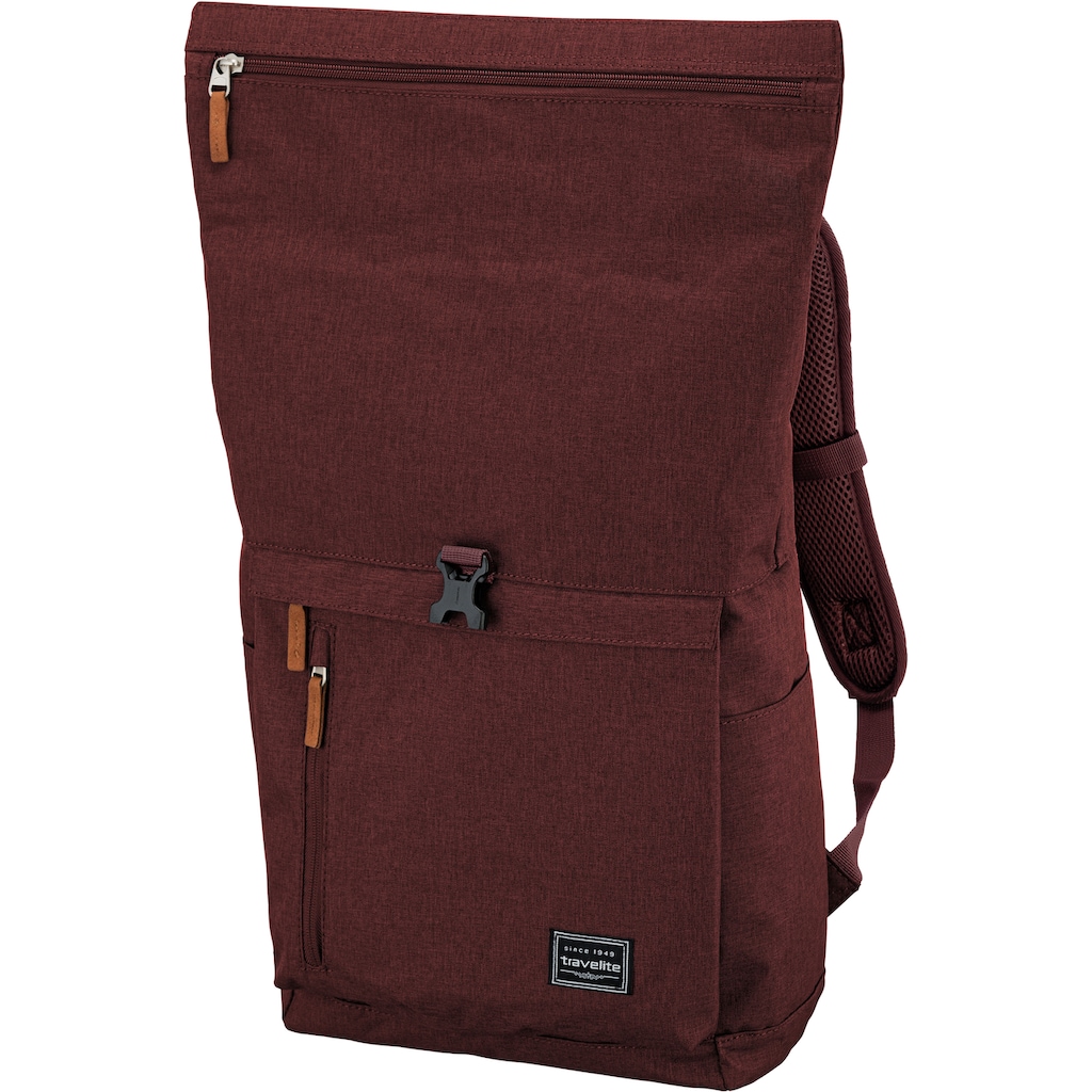 travelite Laptoprucksack »Basics Rollup, bordeaux«