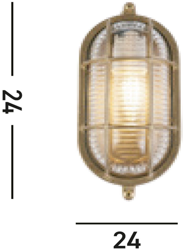 Searchlight Außen-Wandleuchte »Bulkhead Round Outdoor Light - Solid Brass & Ribbed Glass« E27 1 Stk.