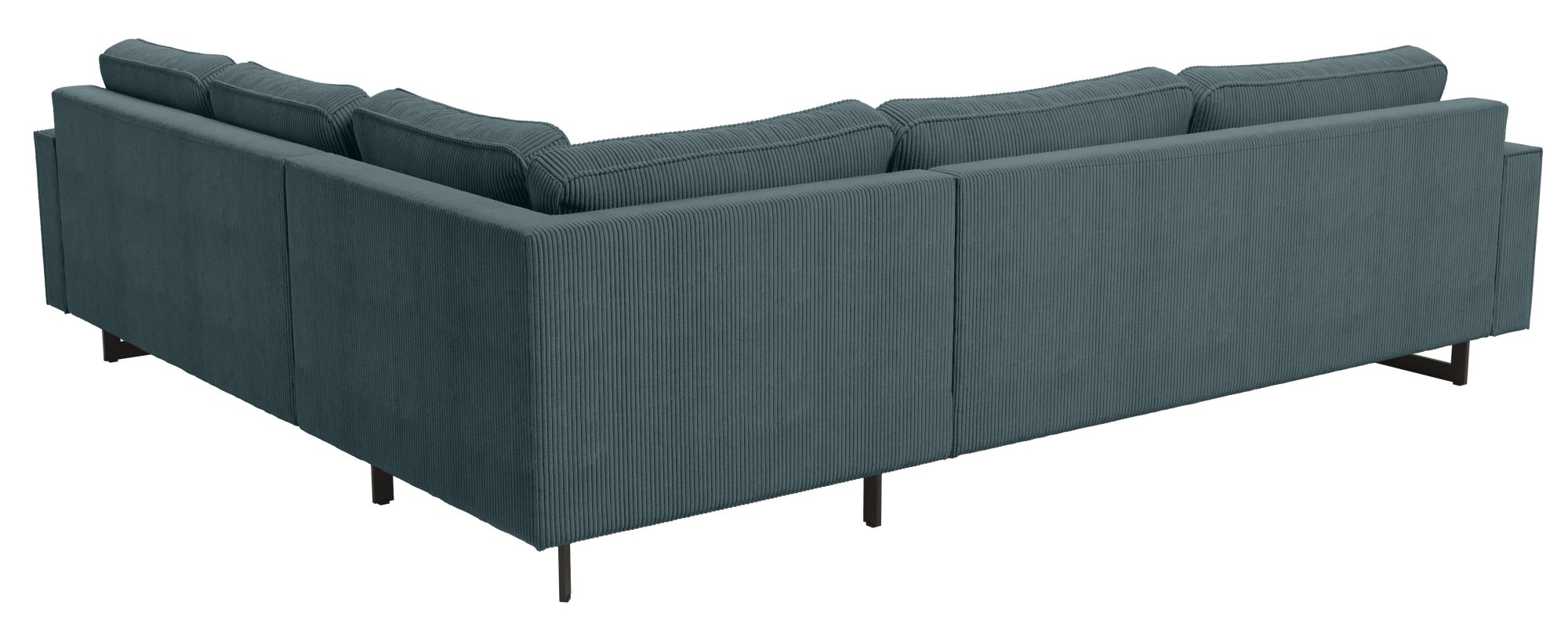 Places of Style Ecksofa »Pinto, XXL, 250/290 cm, langer Schenkel, Ottomane«, Cord, Chenille, Lederoptik, mit Keder, Metallfüße, Wellenunterfederung