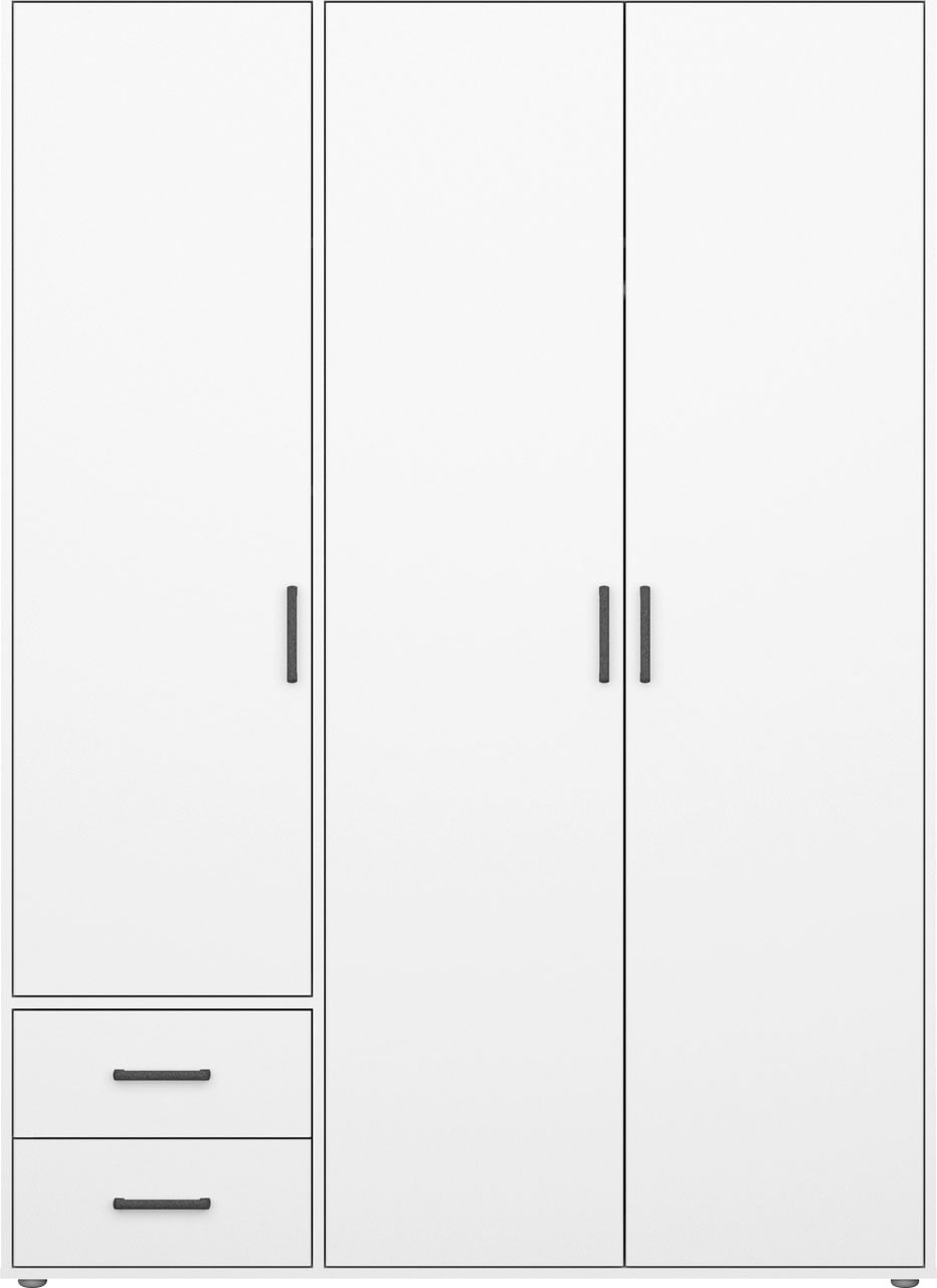 rauch Drehtürenschrank »Kleiderschrank Schrank Garderobe Wäscheschrank VOYAGER«, (in 3 verschiedenen Ausstattungen BASIC/CLASSIC/PREMIUM), moderne Griffe in Graumetallic mit Außenschubkästen MADE IN GERMANY
