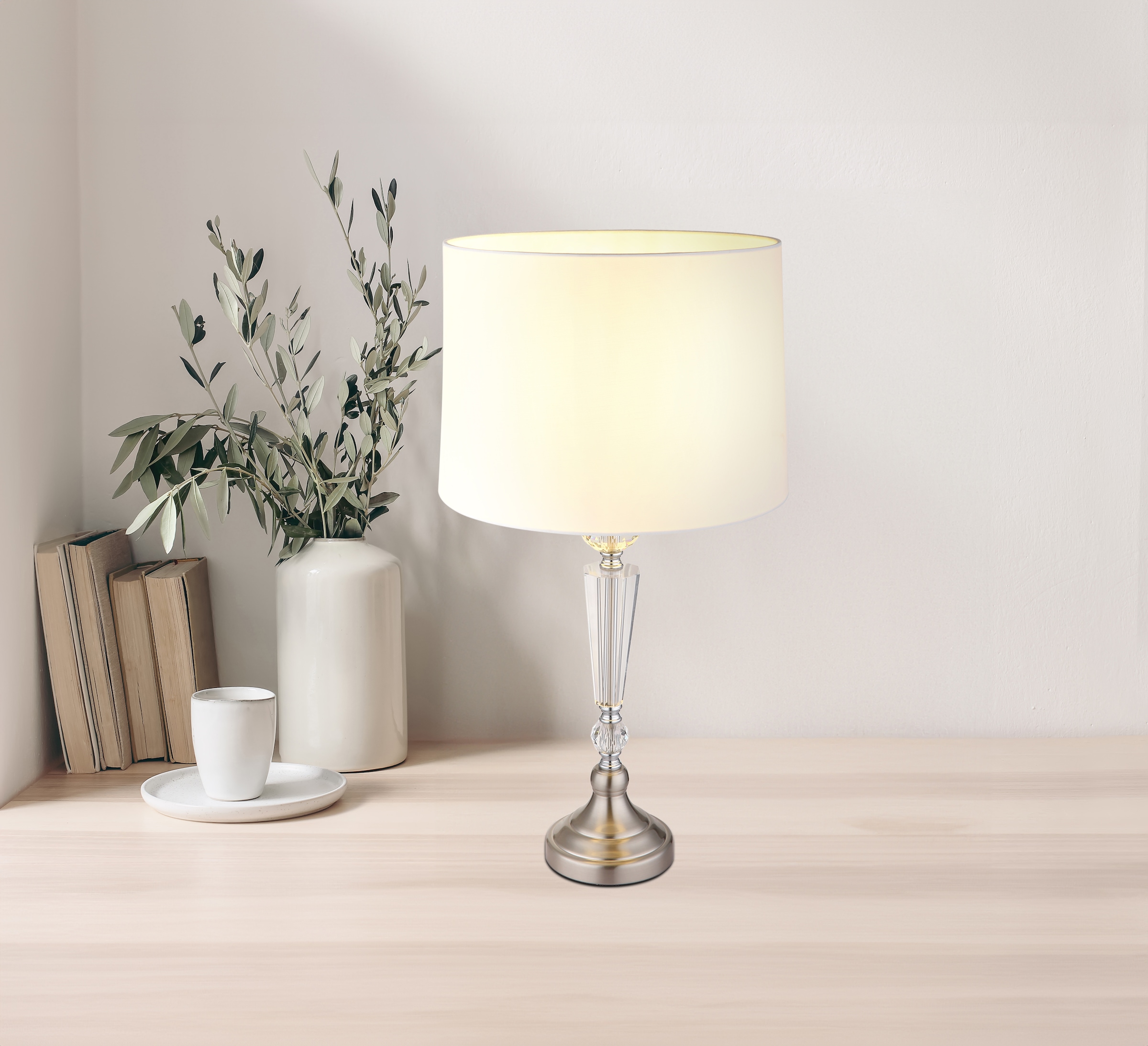 GLOBO LIGHTING Tischleuchte »ARRO«, Leuchtmittel E27 | ohne Leuchtmittel, Tischlampe/Schlafzimmer/Wohnzimmer/Textil weiß