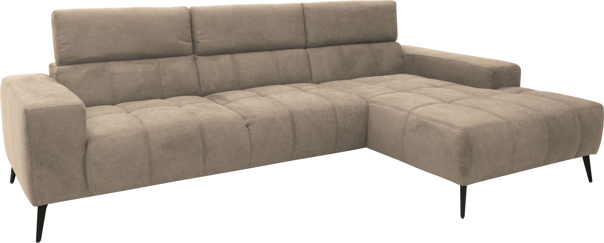 DOMO collection Ecksofa »Trento L-Form, mit Kufenfuß oder Einzelfuß«, wahlweise mit Kopfteilverstellung, Recamiere links/rechts bestellbar