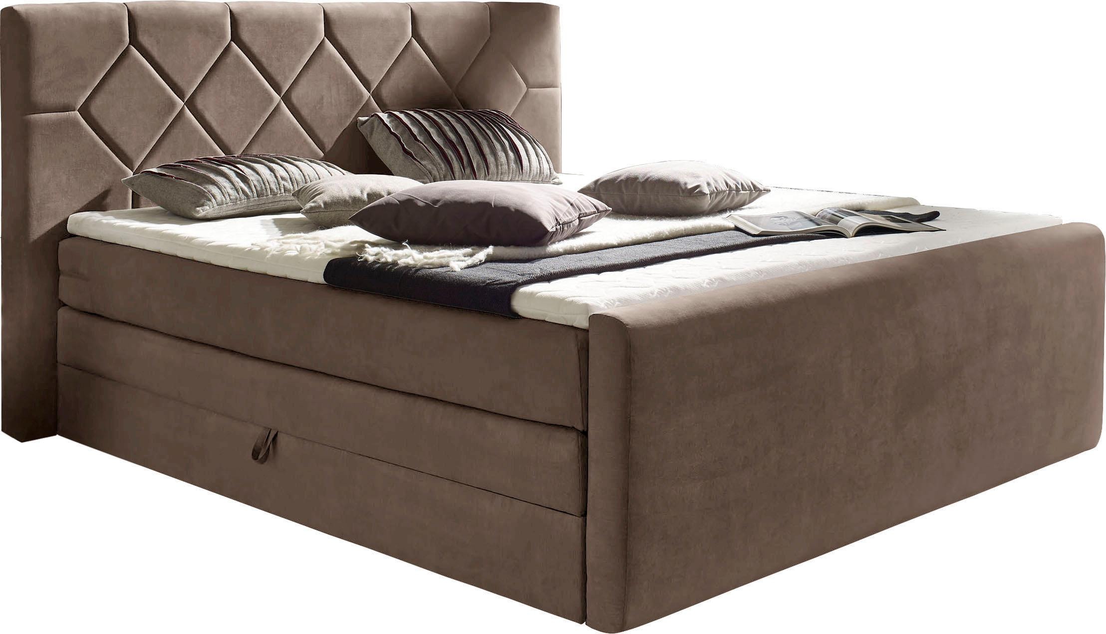 PLACES OF STYLE Boxspringbett "Atlanta" inklusive Topper und Bettkasten günstig online kaufen