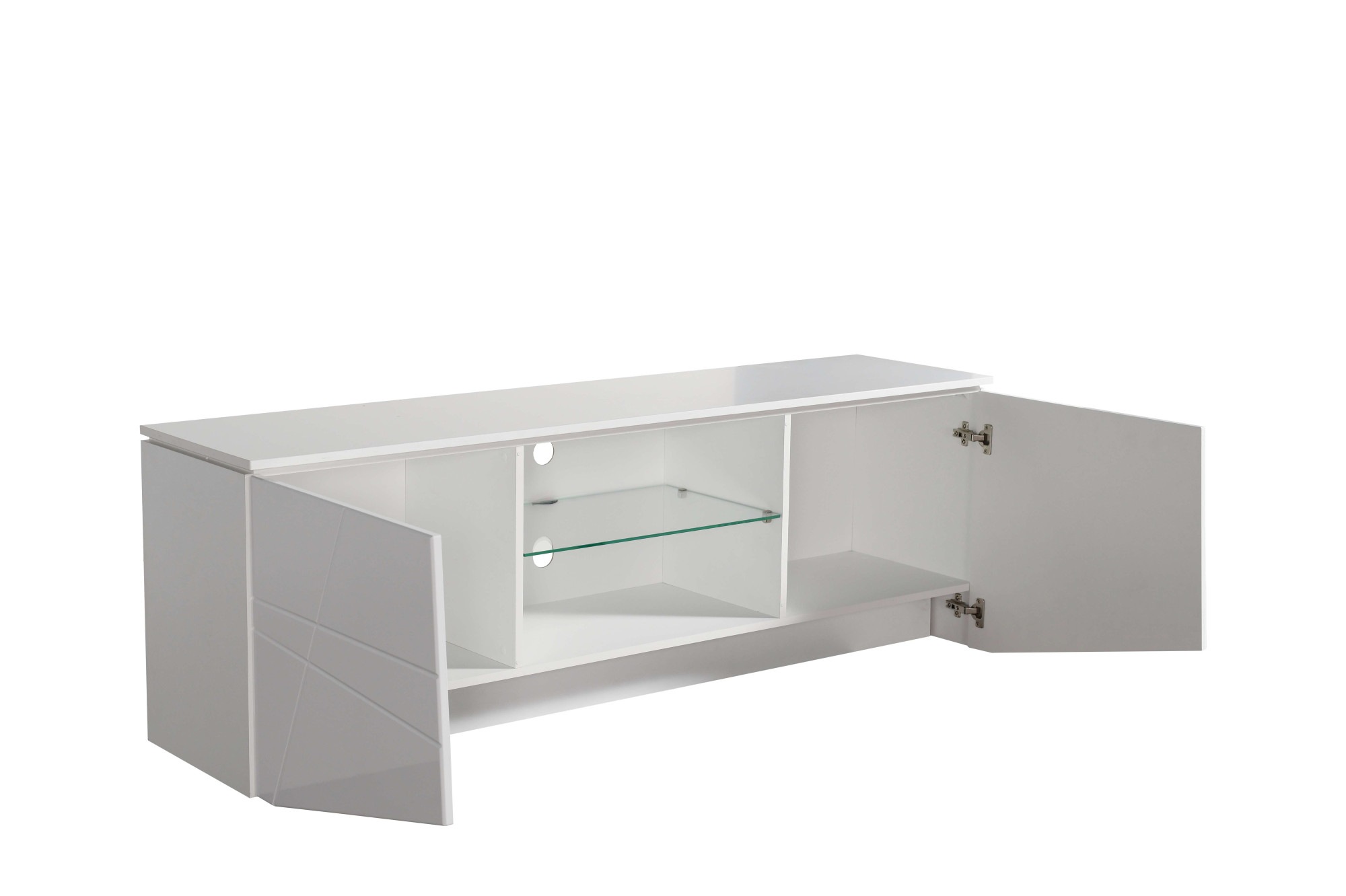INOSIGN Lowboard »Cadiz TV-Board«, TV-Kommode mit Hochglanzfronten und Fräsungen, Glasboden