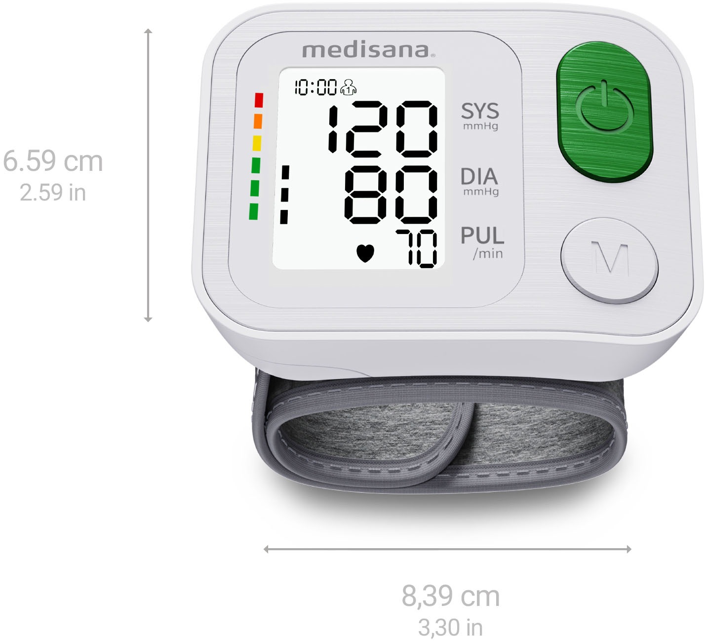Medisana Handgelenk-Blutdruckmessgerät »BW 345«, Ampelfarbskala, LC-Display, hochwertig, mit extra großen Knöpfen