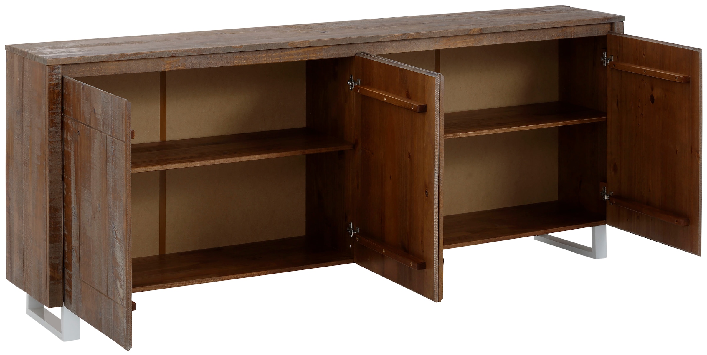 Home affaire Sideboard »Lagos«, Kommode aus massivem Kiefernholz, mit weiß lackiertem Beingestell