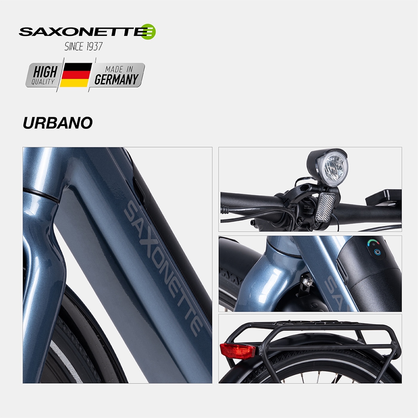 SAXONETTE »SAXONETTE E-Bike Cityrad URBANO« 7 Gang Shimano Kettenschaltung Heckmotor 250 W Packung,  (mit integr. Akku), Elektrofahrrad für Alltag und Einkauf